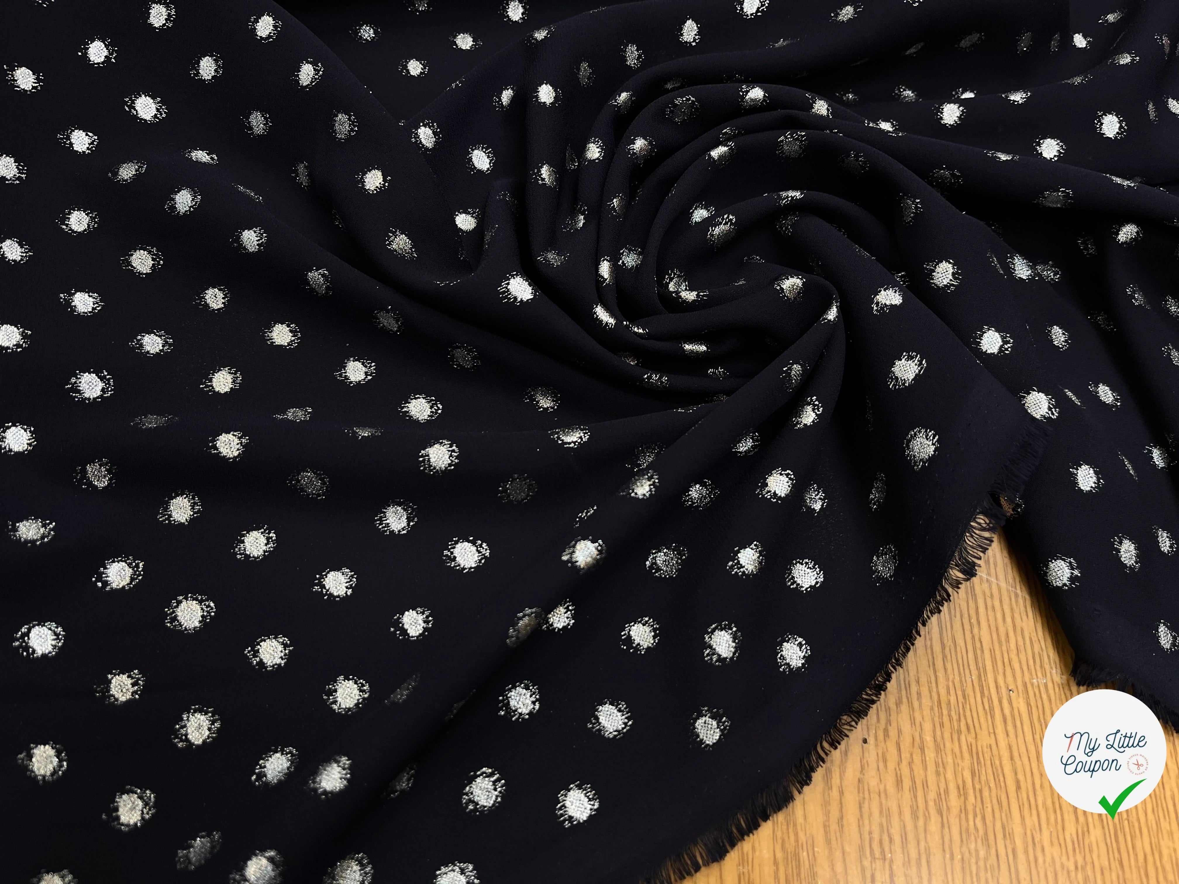 CREPE LUREX MARINE POIS SILVER - My Little Coupon