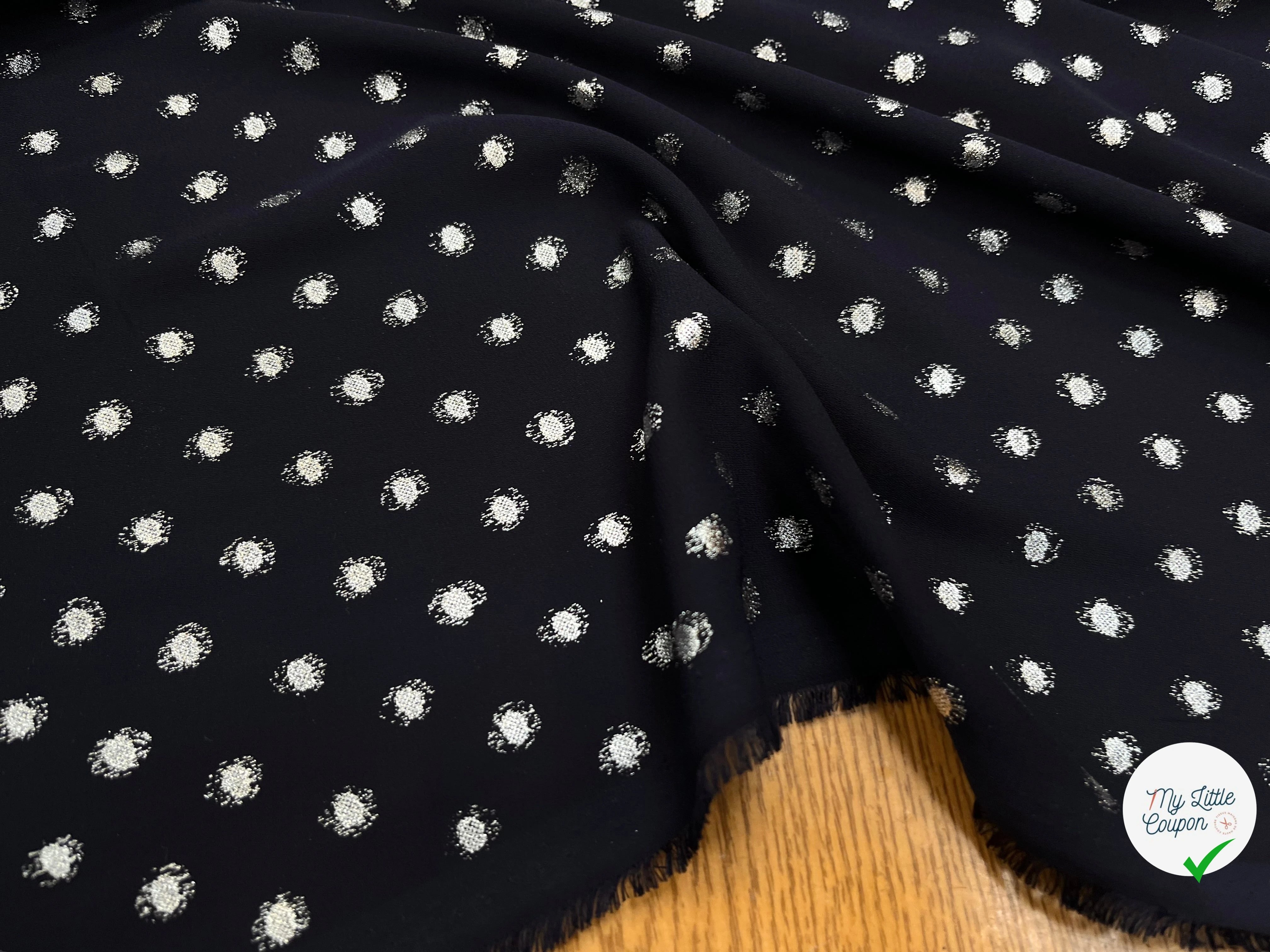 CREPE LUREX MARINE POIS SILVER - My Little Coupon