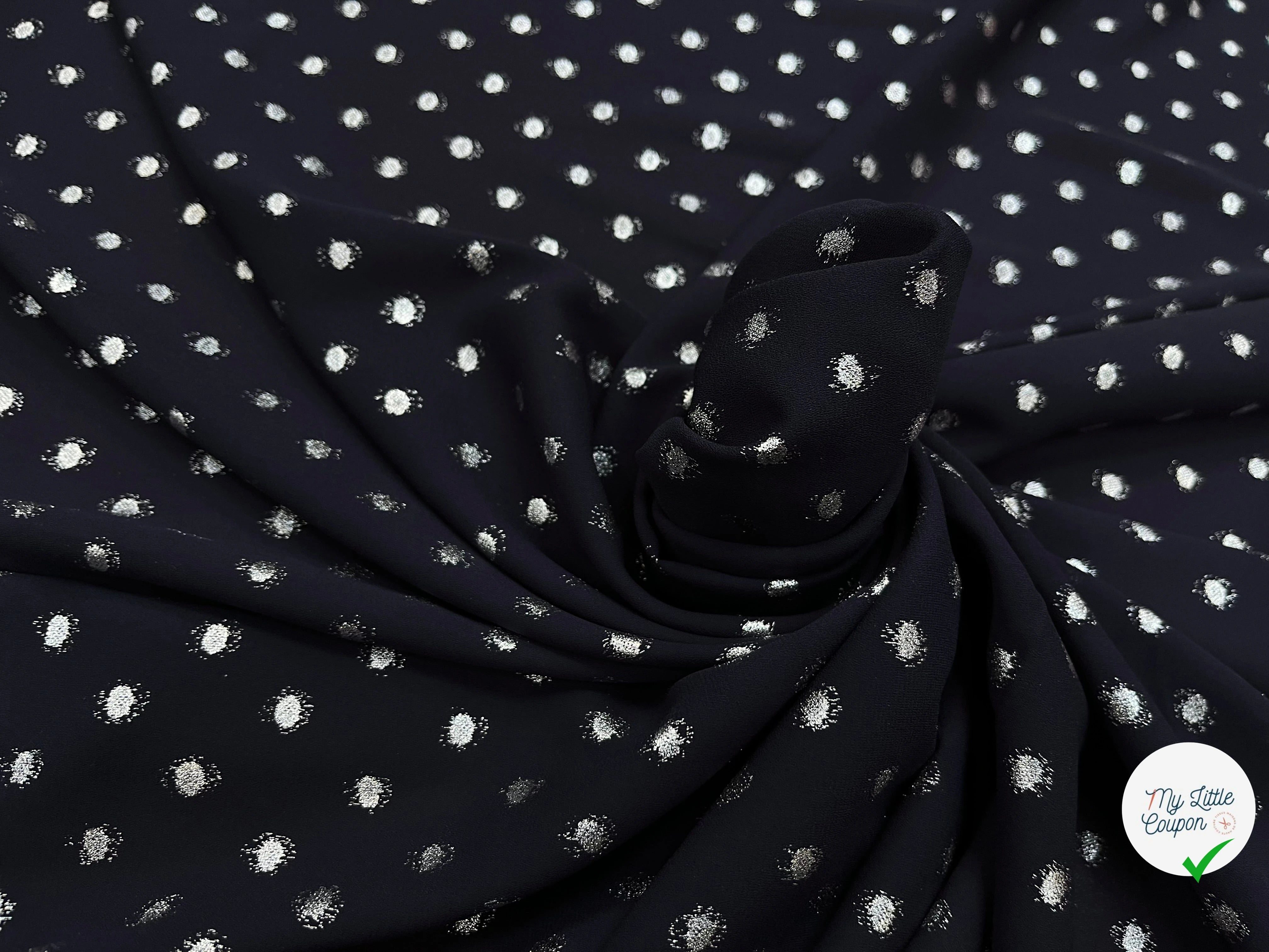CREPE LUREX MARINE POIS SILVER - My Little Coupon