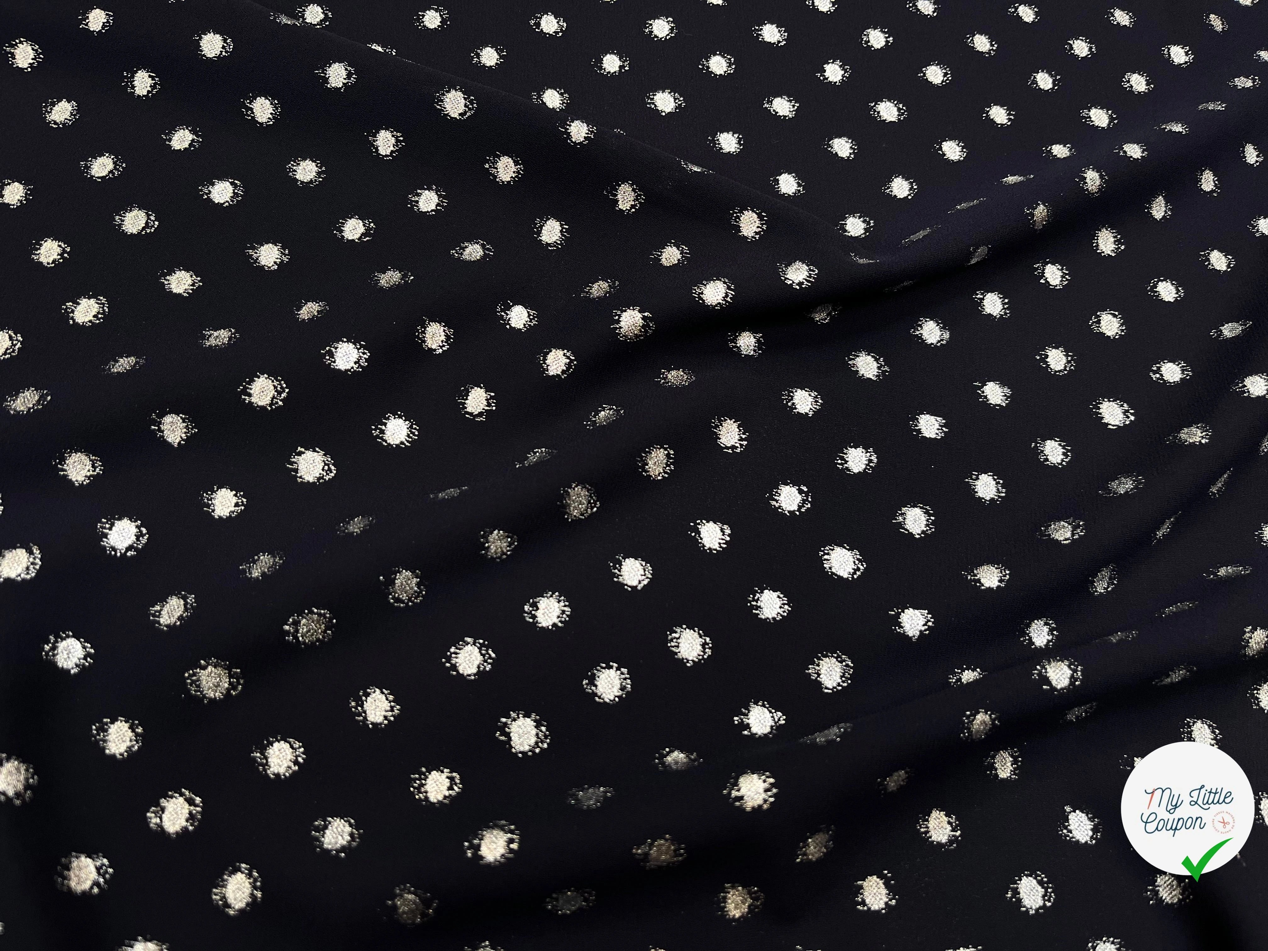CREPE LUREX MARINE POIS SILVER - My Little Coupon