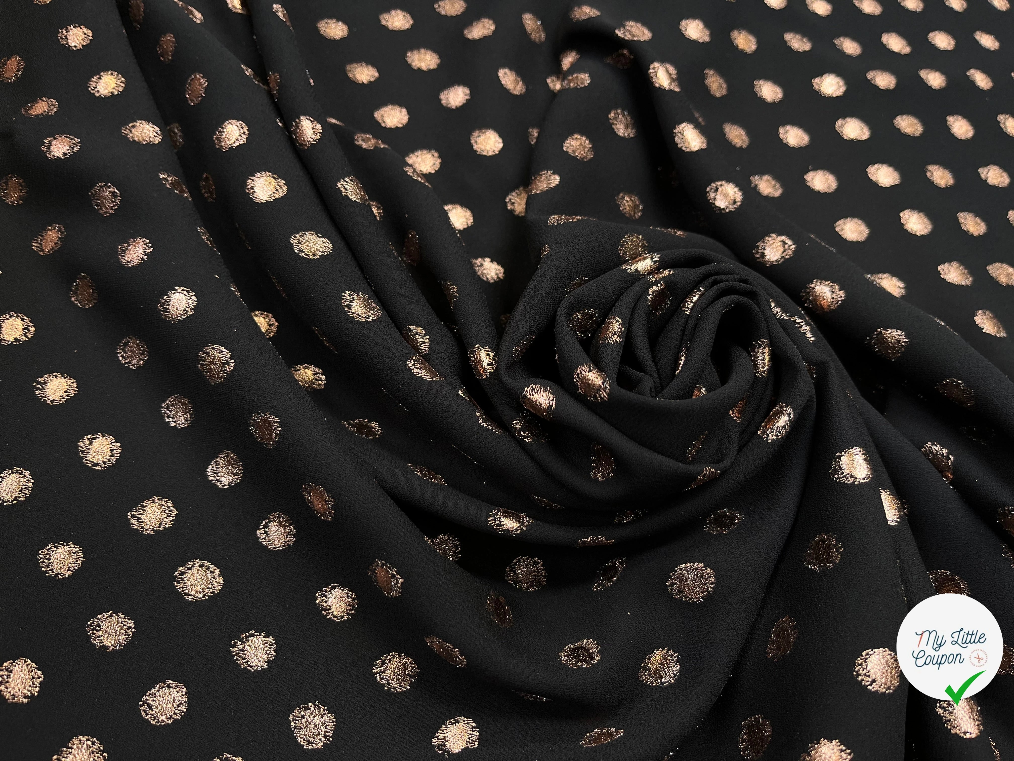 CREPE LUREX NOIR POIS ARGENTÉ - My Little Coupon