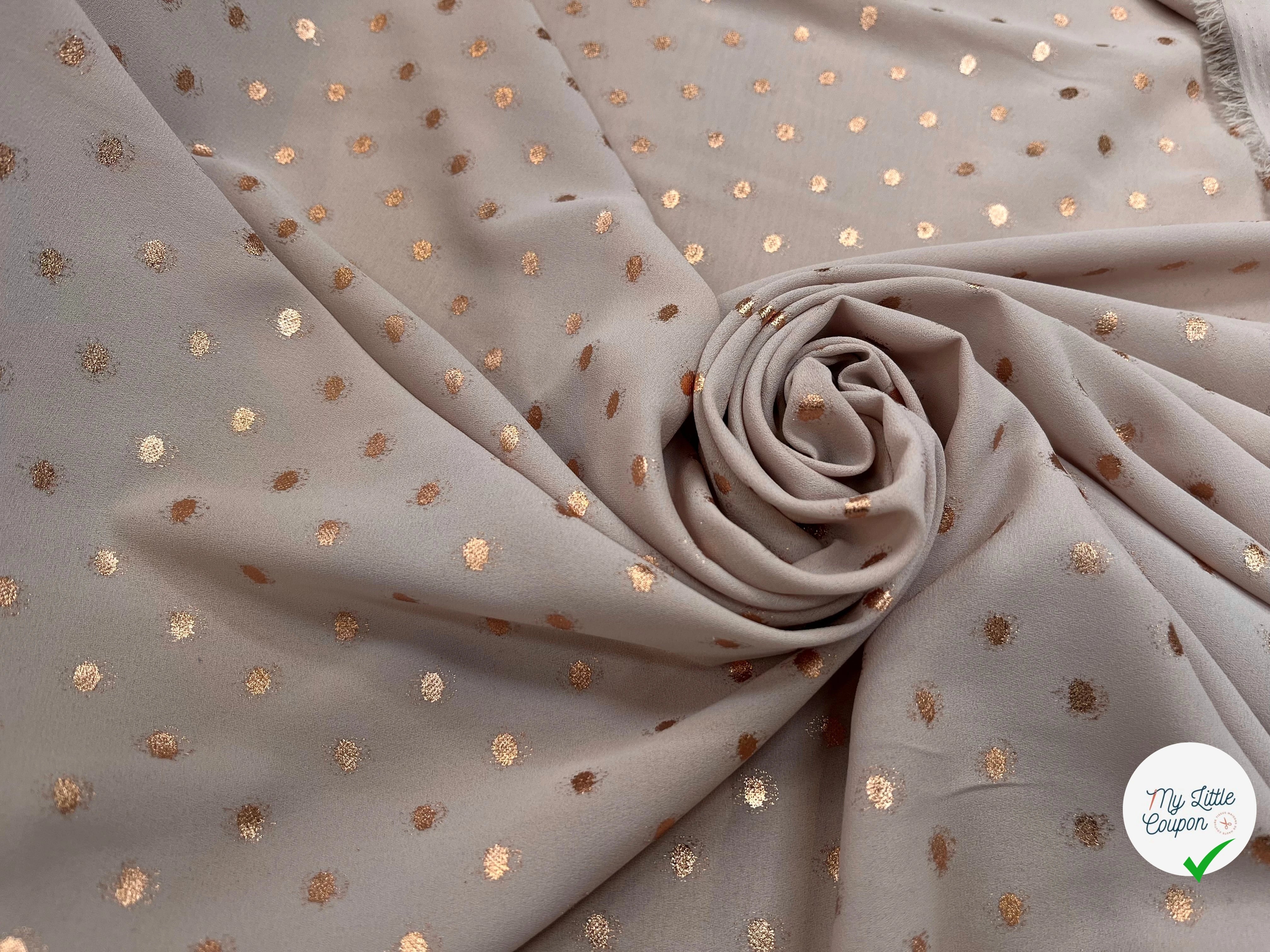 CREPE LUREX ROSE GOLD POIS ARGENTÉ - My Little Coupon