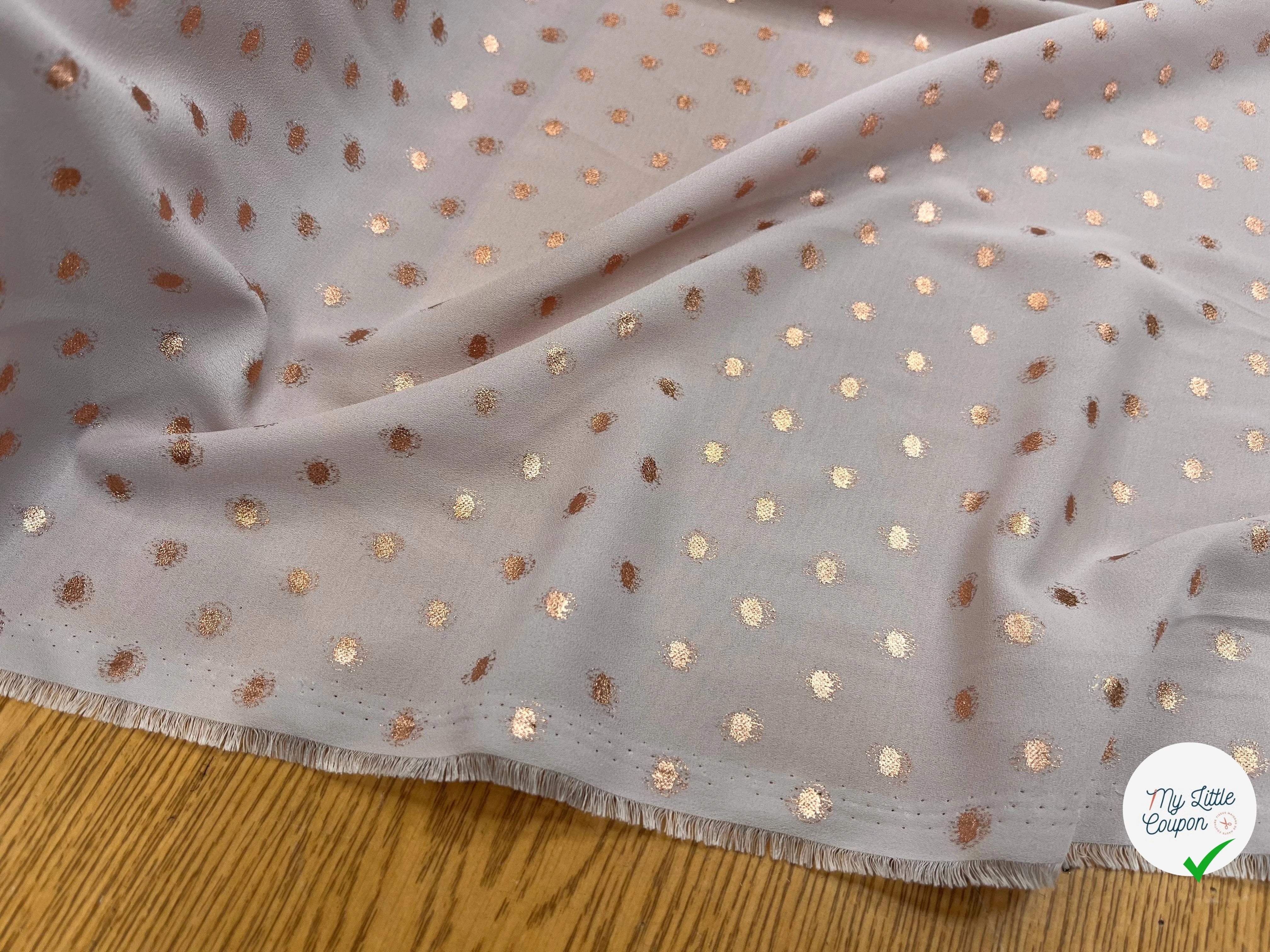CREPE LUREX ROSE GOLD POIS ARGENTÉ - My Little Coupon