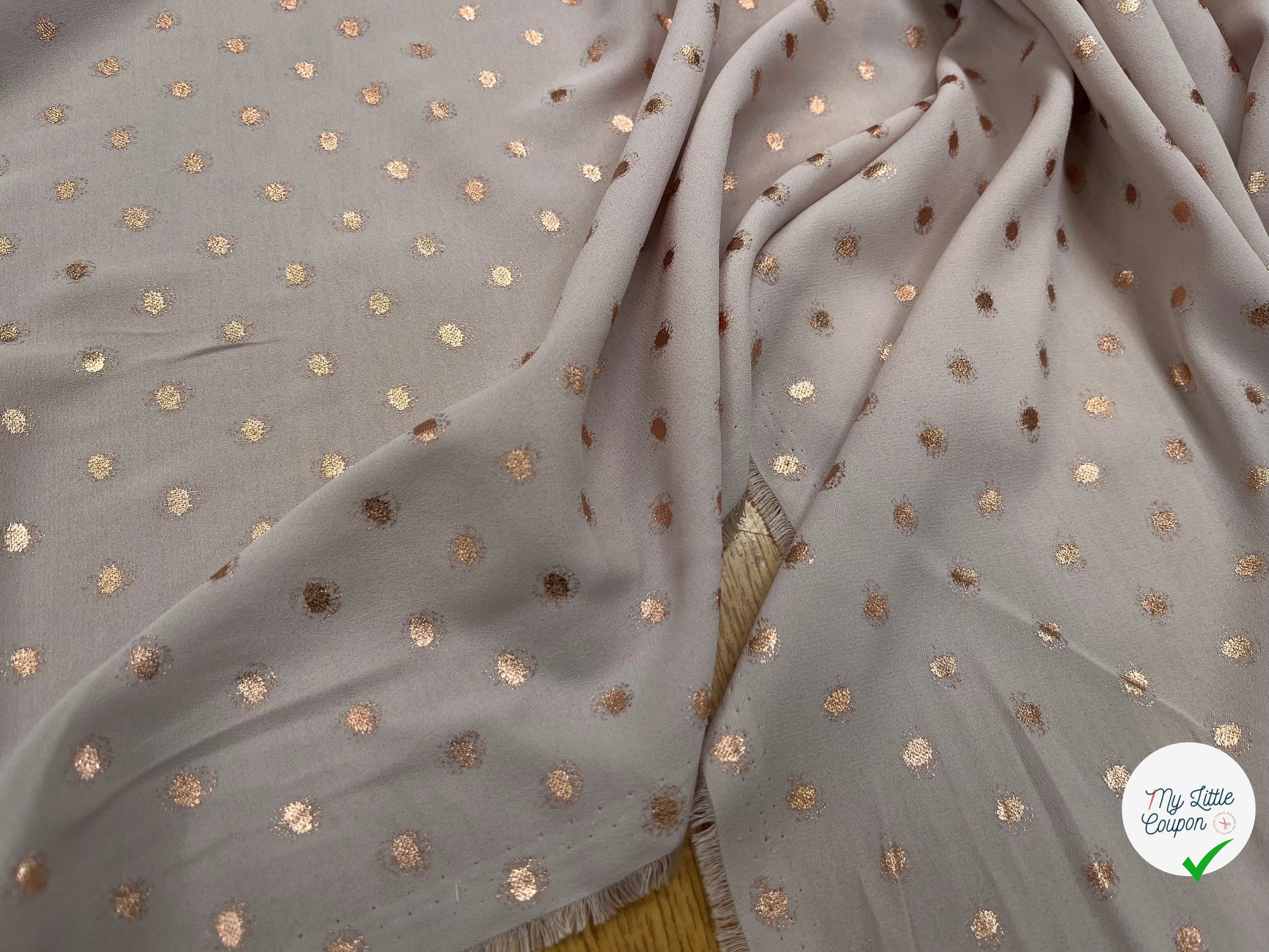 CREPE LUREX ROSE GOLD POIS ARGENTÉ - My Little Coupon