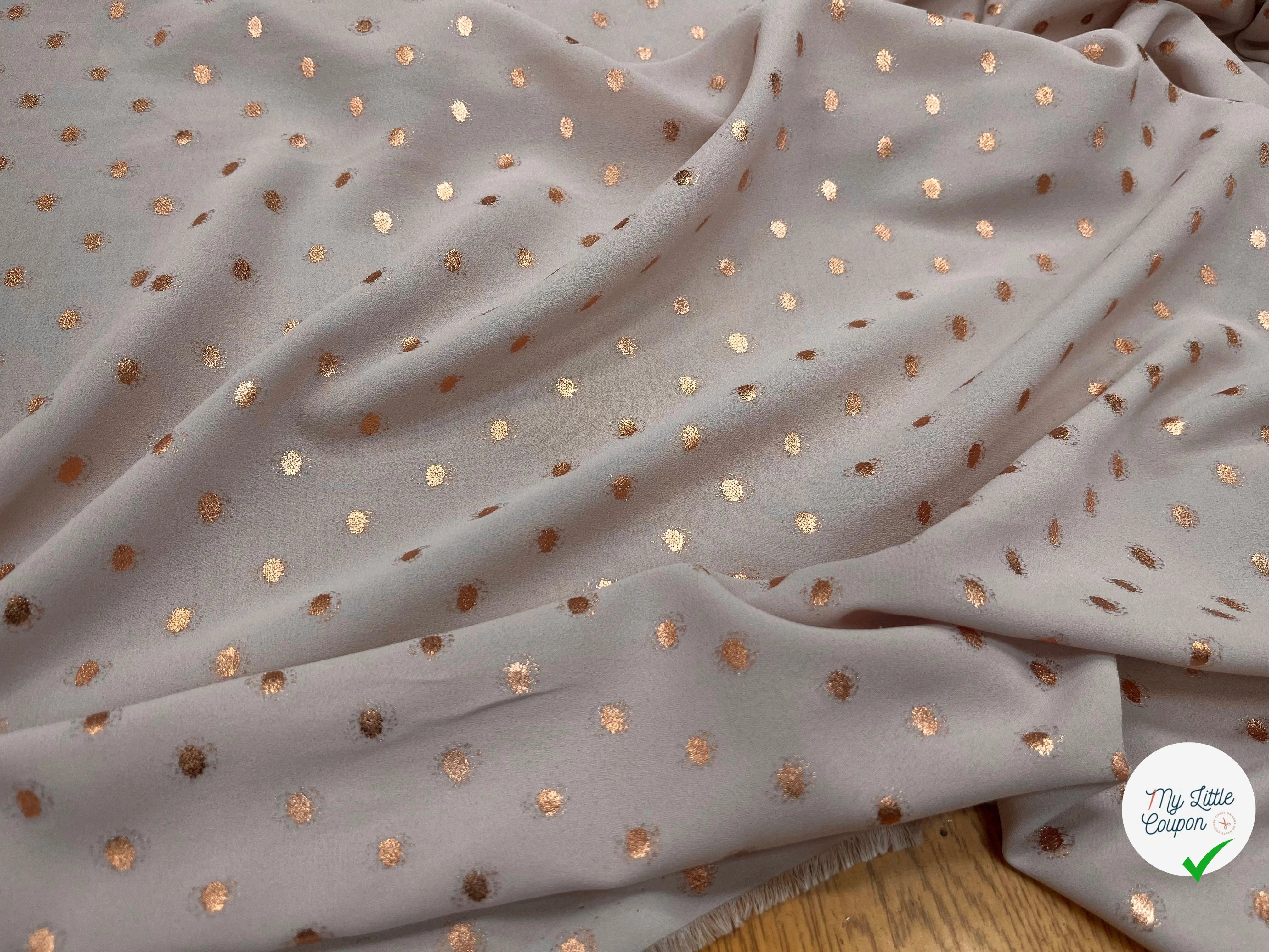 CREPE LUREX ROSE GOLD POIS ARGENTÉ - My Little Coupon