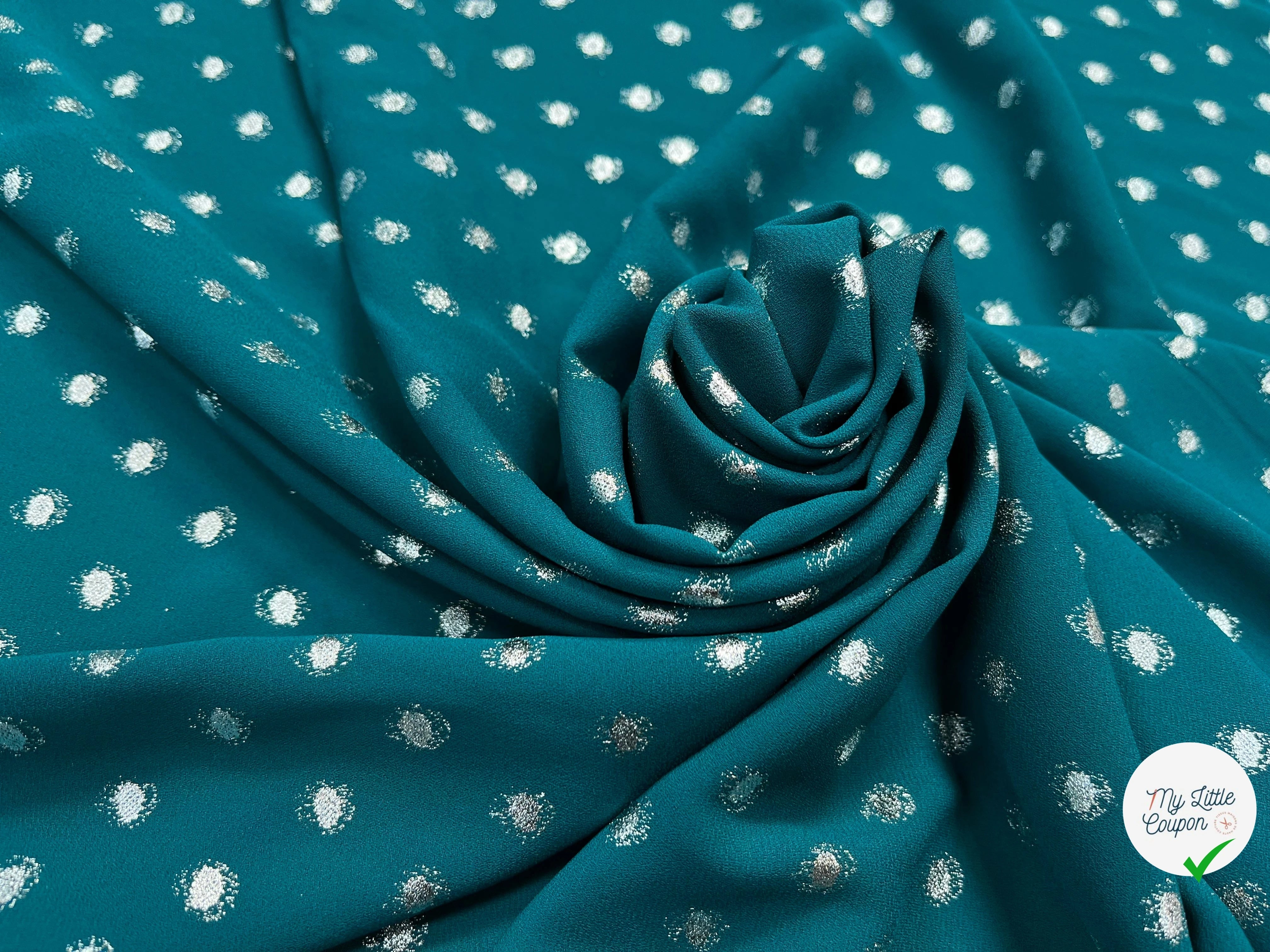 CREPE LUREX VERT CANARD POIS ARGENTÉ - My Little Coupon