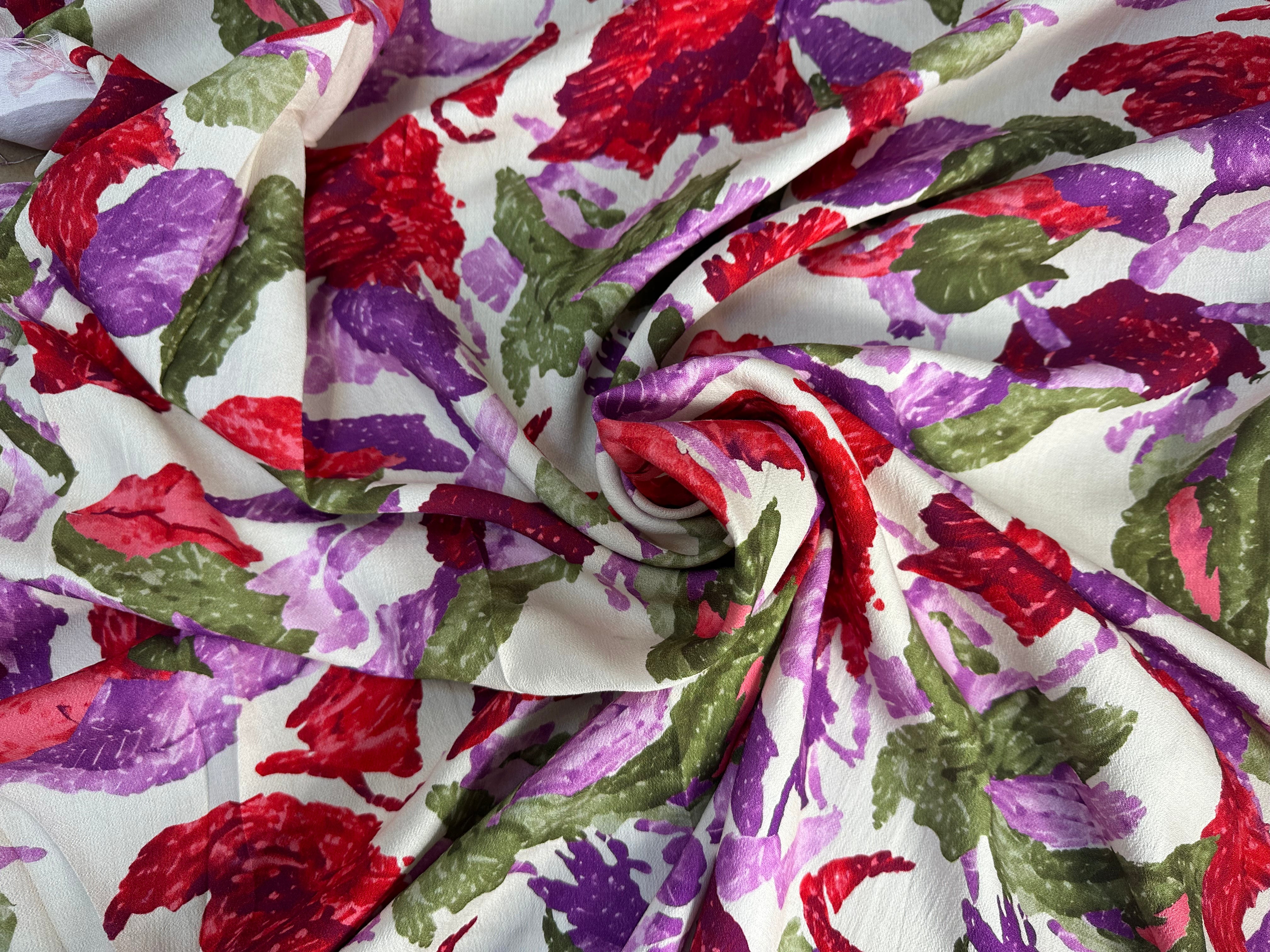 CREPE MAROCAIN BOUQUET DE FLEURS - My Little Coupon