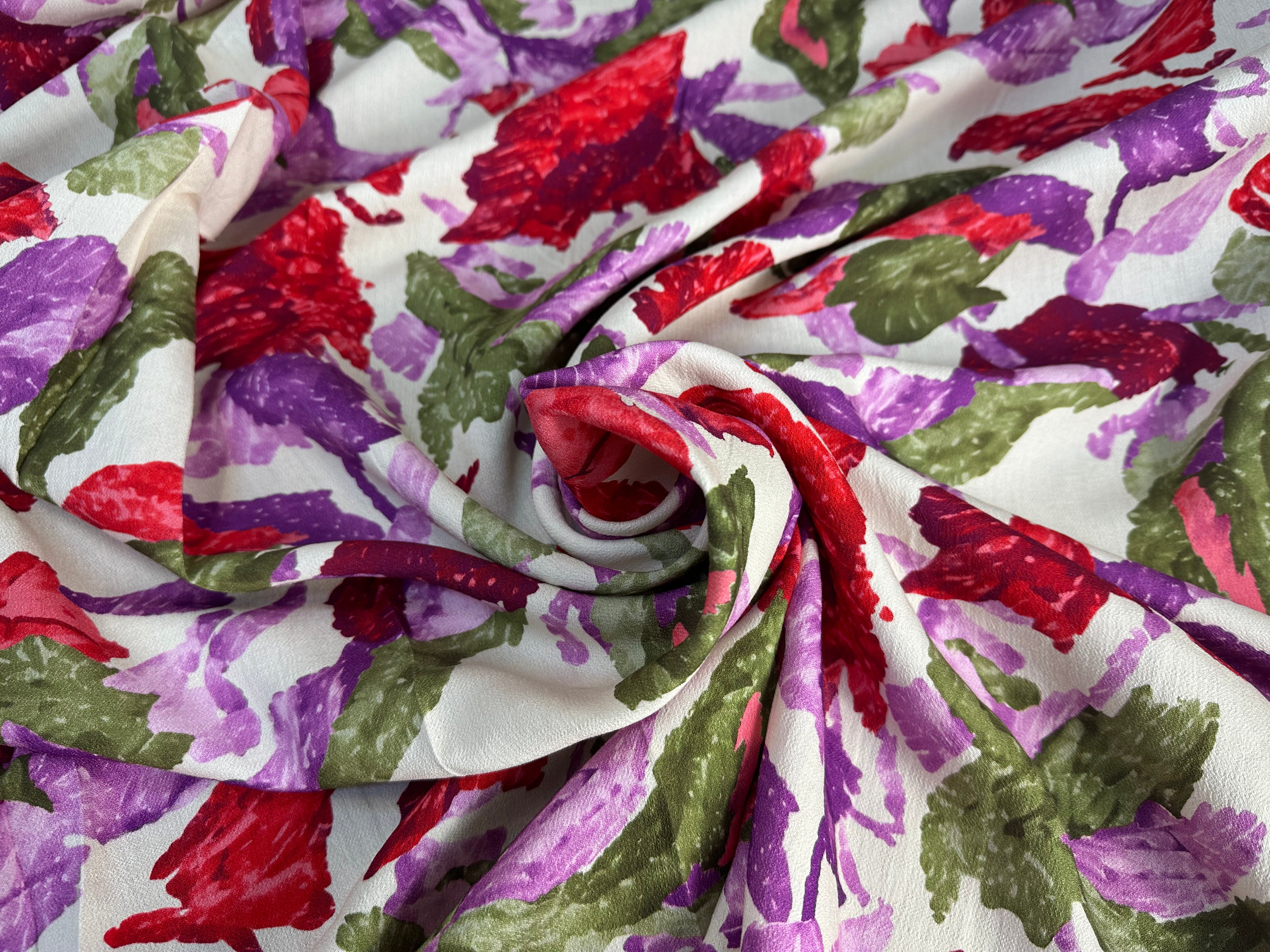 CREPE MAROCAIN BOUQUET DE FLEURS - My Little Coupon