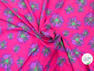 CRÊPE MAROCAIN ROSE À GRANDES FLEURS VIOLETTES - My Little Coupon - tissu - coudre