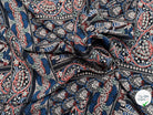 CREPE MAROCAIN VISCOSE BLEU FEUILLAGES - My Little Coupon