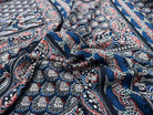CREPE MAROCAIN VISCOSE BLEU FEUILLAGES - My Little Coupon