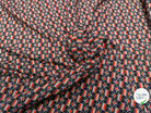 CREPE MAROCAIN VISCOSE QUALITÉ COMO NOIR FLORALIE ORANGE - My Little Coupon
