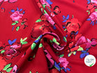 CREPE MAROCAIN VISCOSE ROUGE BOUQUET DE FLEURS MLC INTERN