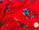 CREPE MAROCAIN VISCOSE ROUGE PAPILLONS & FLEURS MLC INTERN