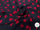 CREPE MAROCAIN VISCOSE SATINÉ ROUGE ET NOIR COEUR - My Little Coupon