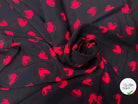 CREPE MAROCAIN VISCOSE SATINÉ ROUGE ET NOIR COEUR - My Little Coupon
