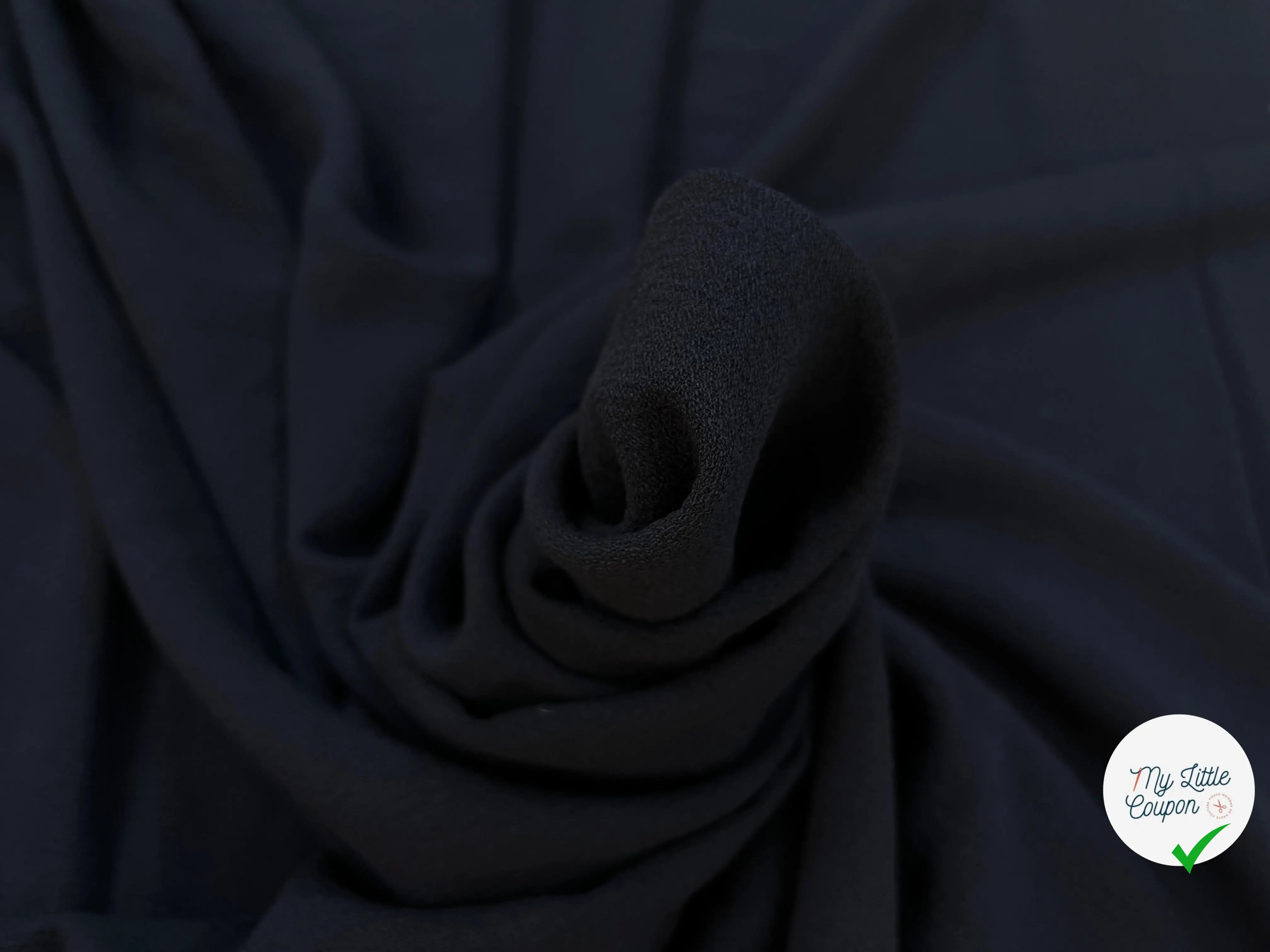 CREPE MAROCAIN VISCOSE UNI BLEU MARINE - My Little Coupon