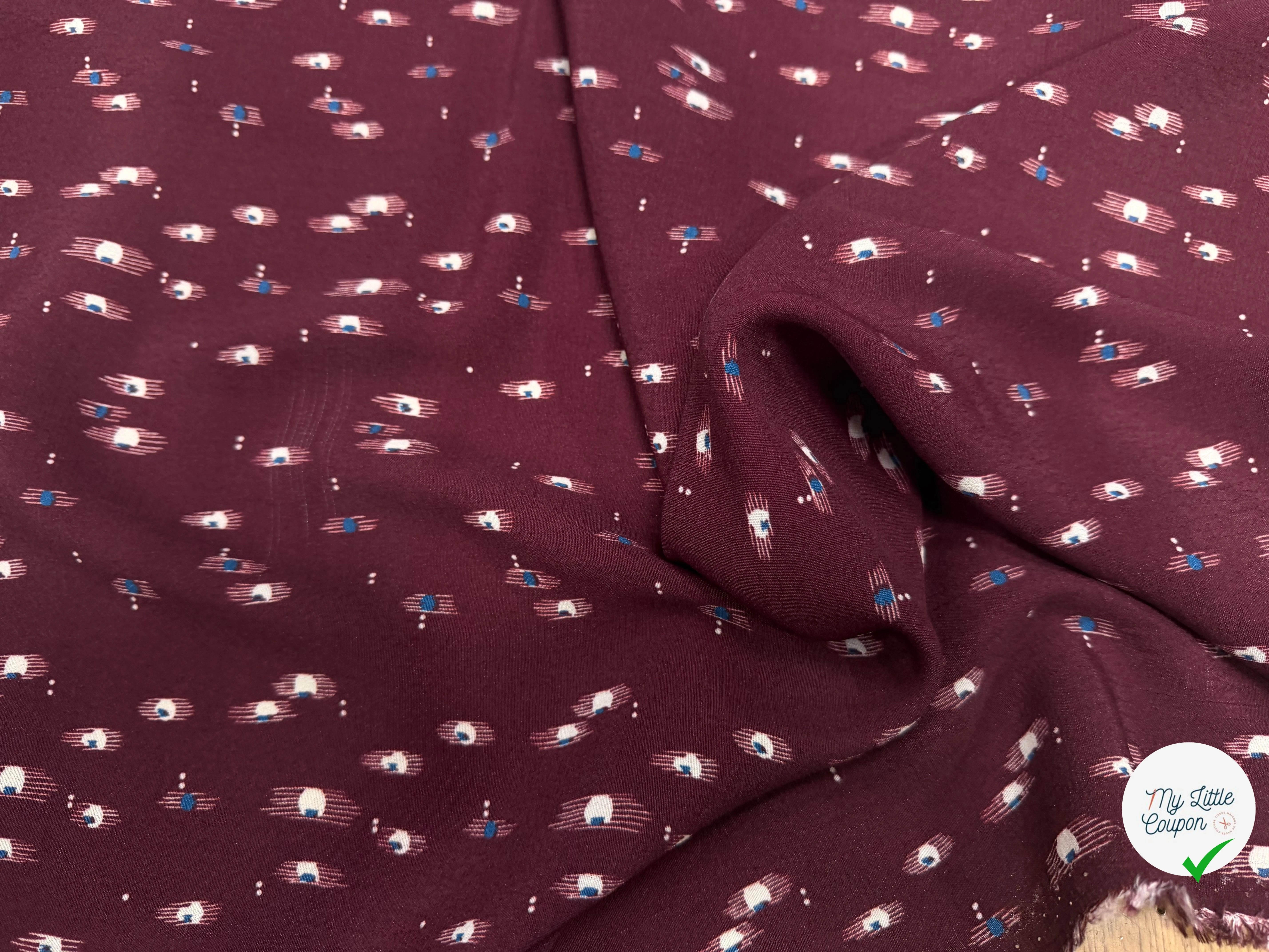 CREPE MAROCAINN VISCOSE BOURGUNDY MOTIF 1 - My Little Coupon