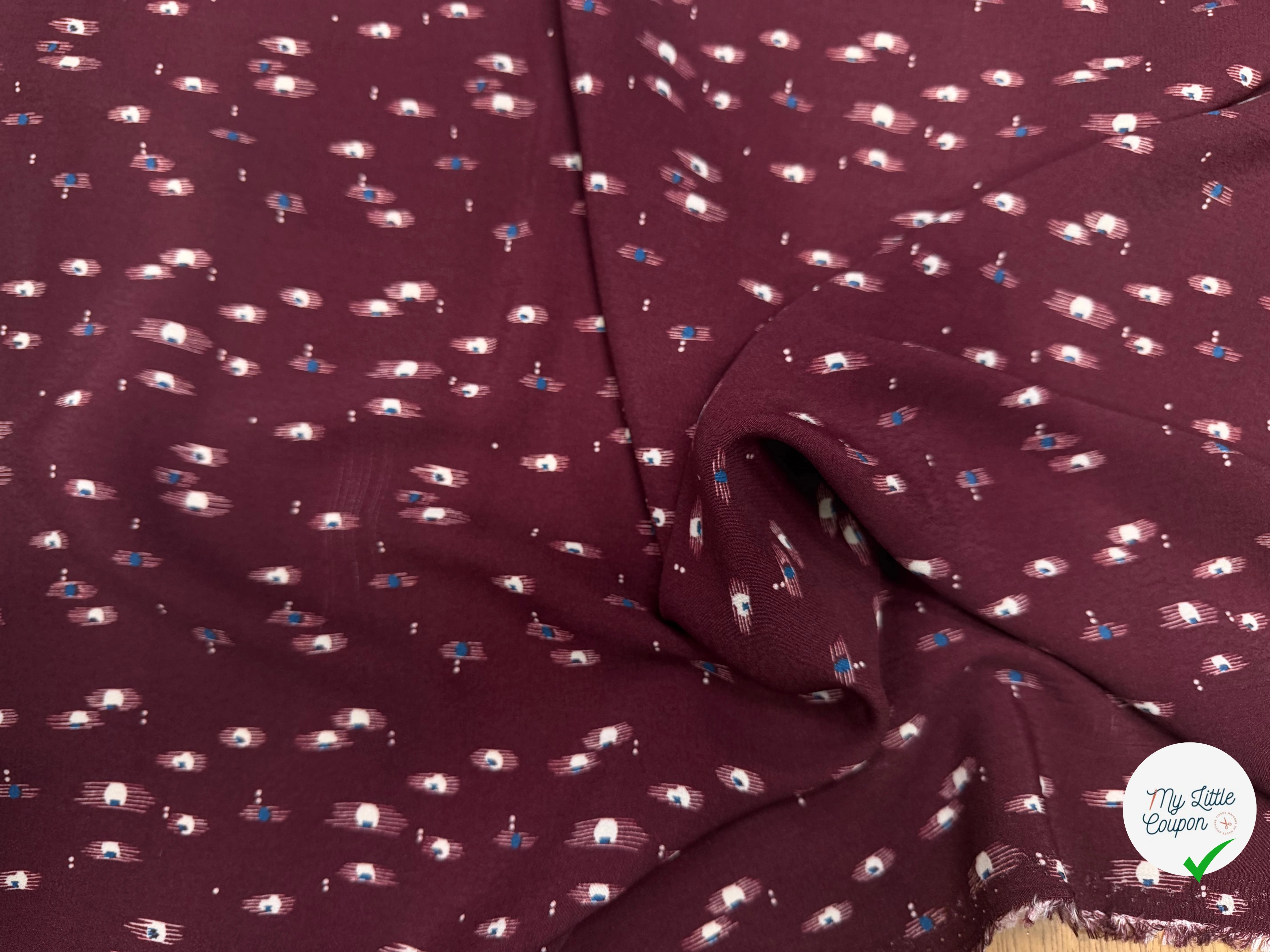CREPE MAROCAINN VISCOSE BOURGUNDY MOTIF 1 - My Little Coupon