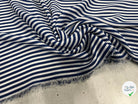 CREPE POLYESTER À RAYURES BLEU BLANCHE - My Little Coupon