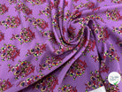 CREPE POLYESTER IMPRIMÉ FLEURS FOND VIOLET 148CM - My Little Coupon