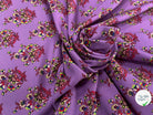 CREPE POLYESTER IMPRIMÉ FLEURS FOND VIOLET 148CM - My Little Coupon