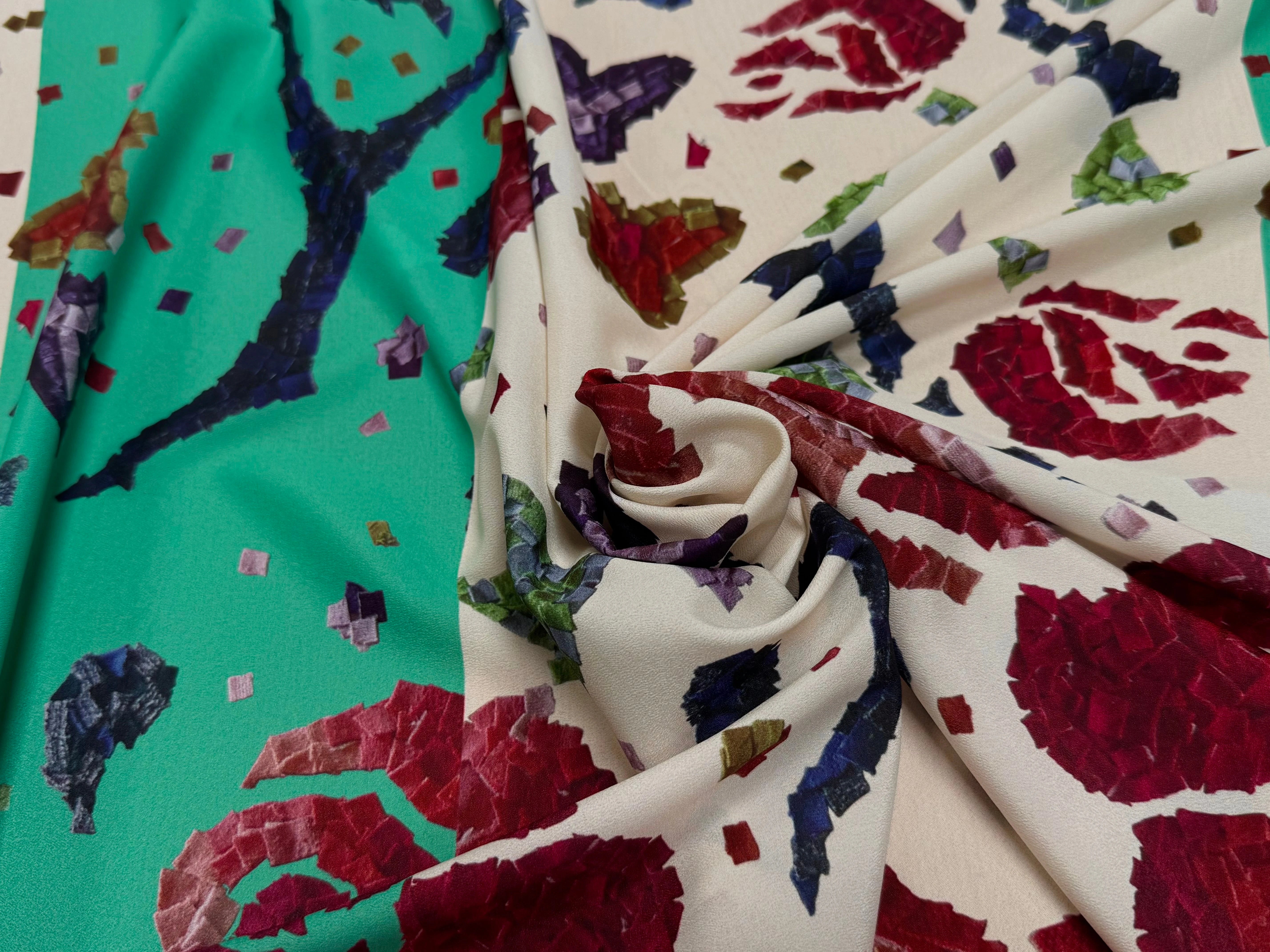 CRÊPE POLYESTER IMPRIMÉ FLORAL GROSSES FLEURS RAPPORT 68 CM CREPE SB GROSSES FLEURS - My Little Coupon