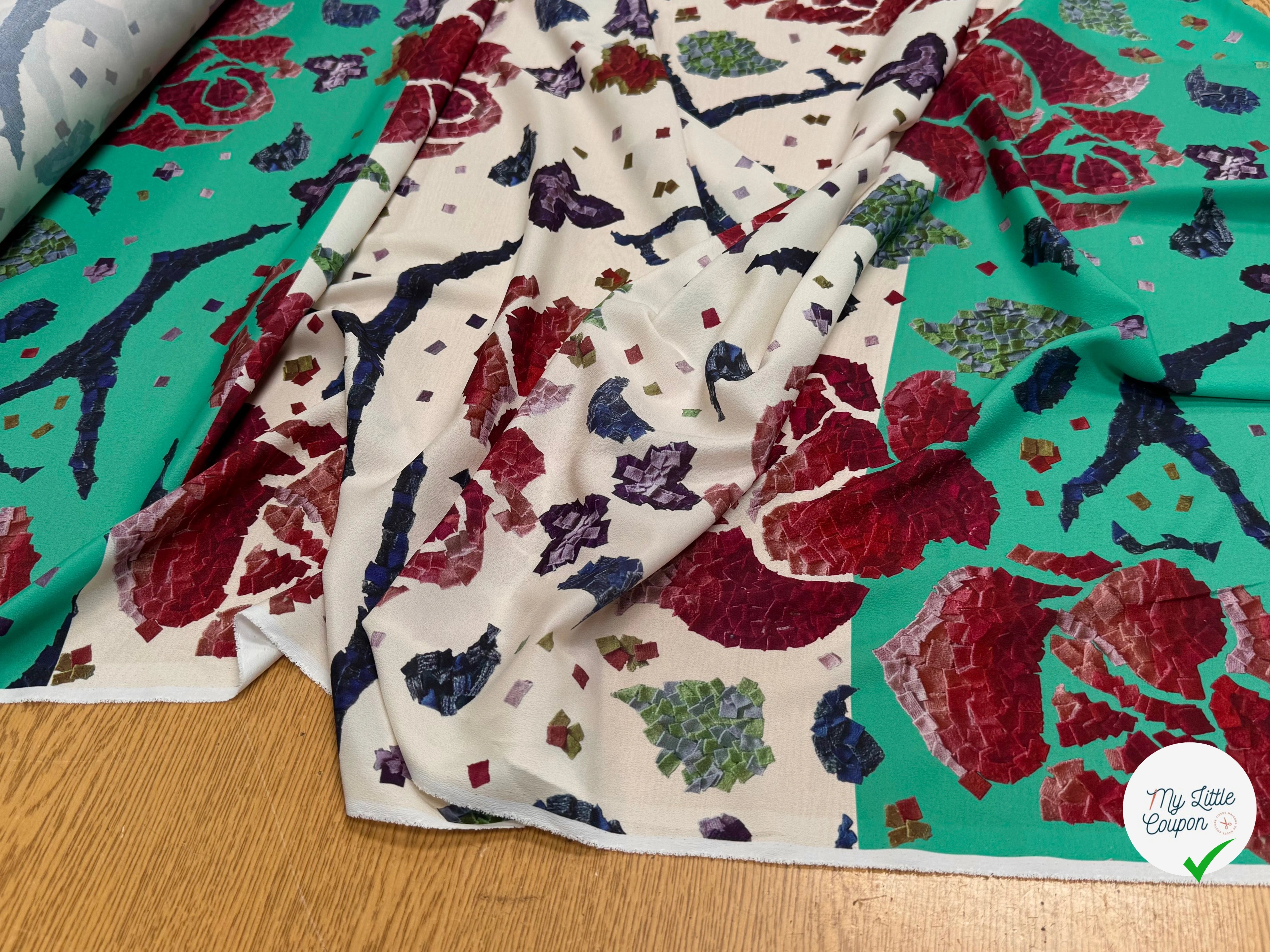 CRÊPE POLYESTER IMPRIMÉ FLORAL GROSSES FLEURS RAPPORT 98 CM CREPE SB GROSSES FLEURS - My Little Coupon