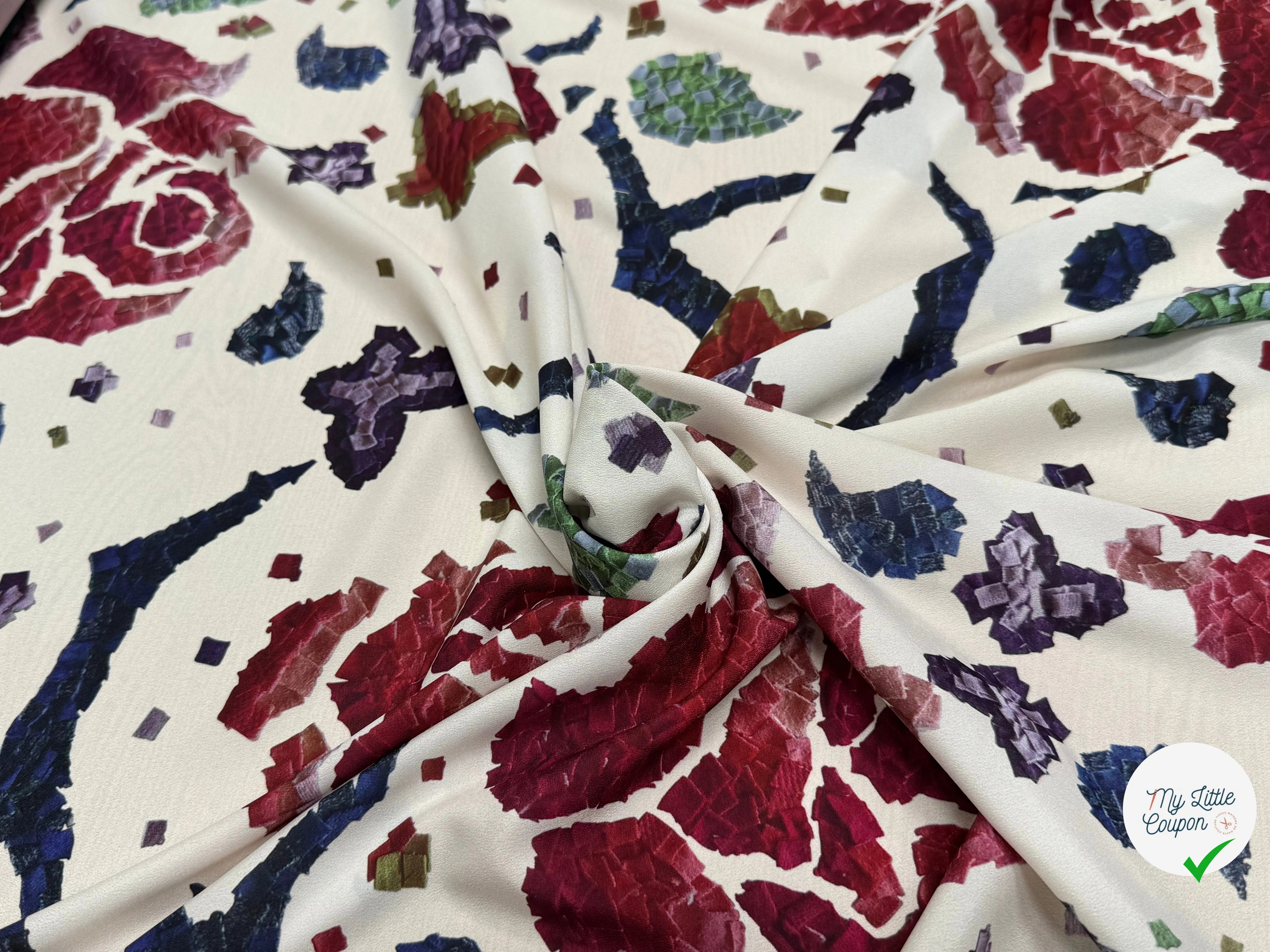 CRÊPE POLYESTER IMPRIMÉ FLORAL GROSSES FLEURS RAPPORT 98 CM CREPE SB GROSSES FLEURS - My Little Coupon