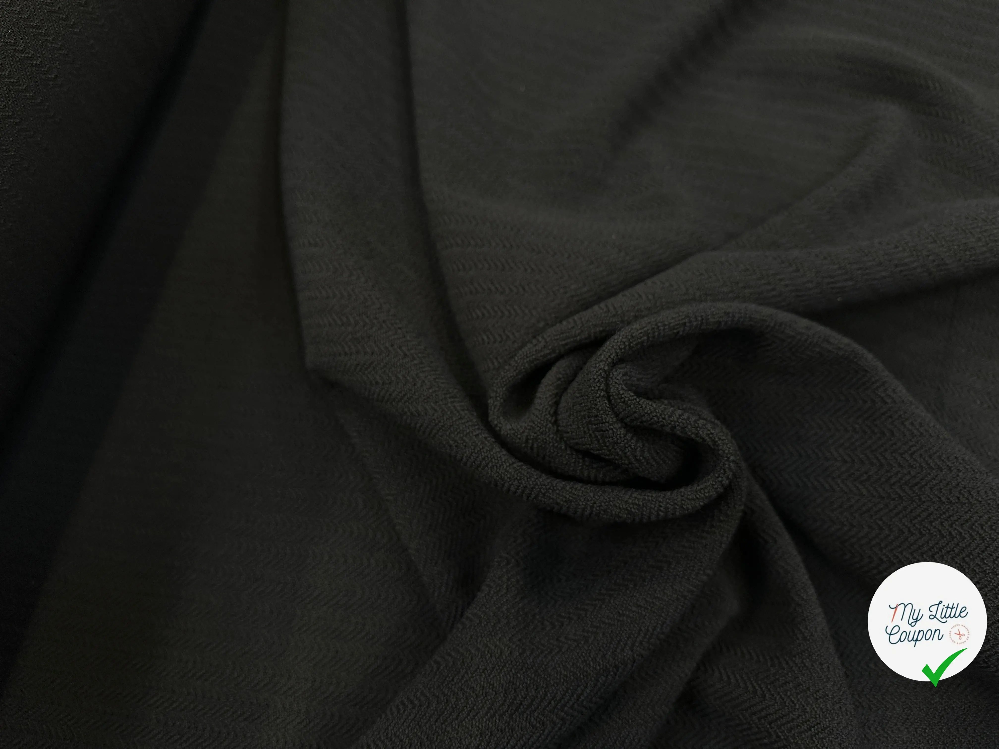 CRÊPE POLYESTER LOURD CHEVRONS NOIR MSO