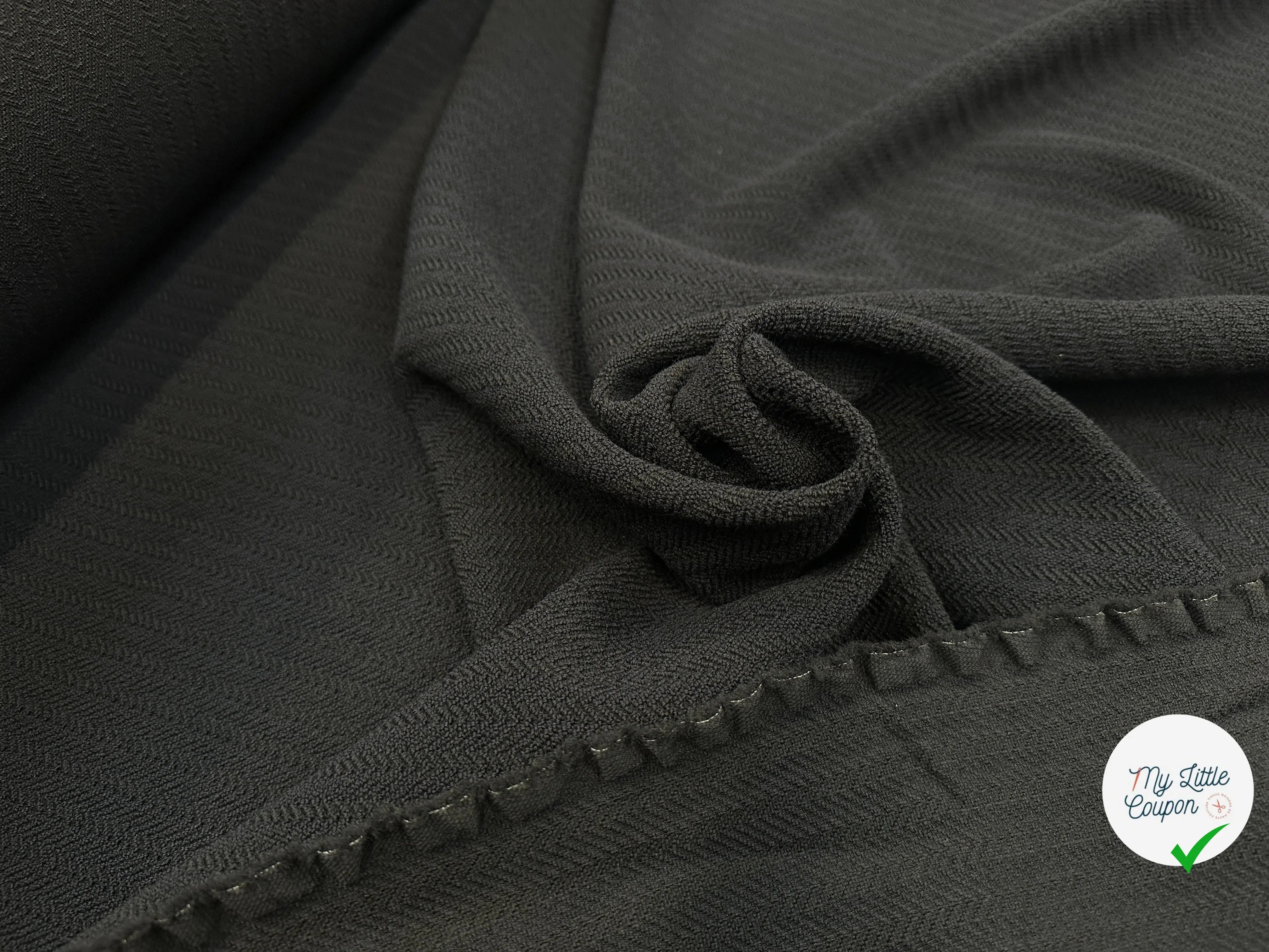 CRÊPE POLYESTER LOURD CHEVRONS NOIR MSO