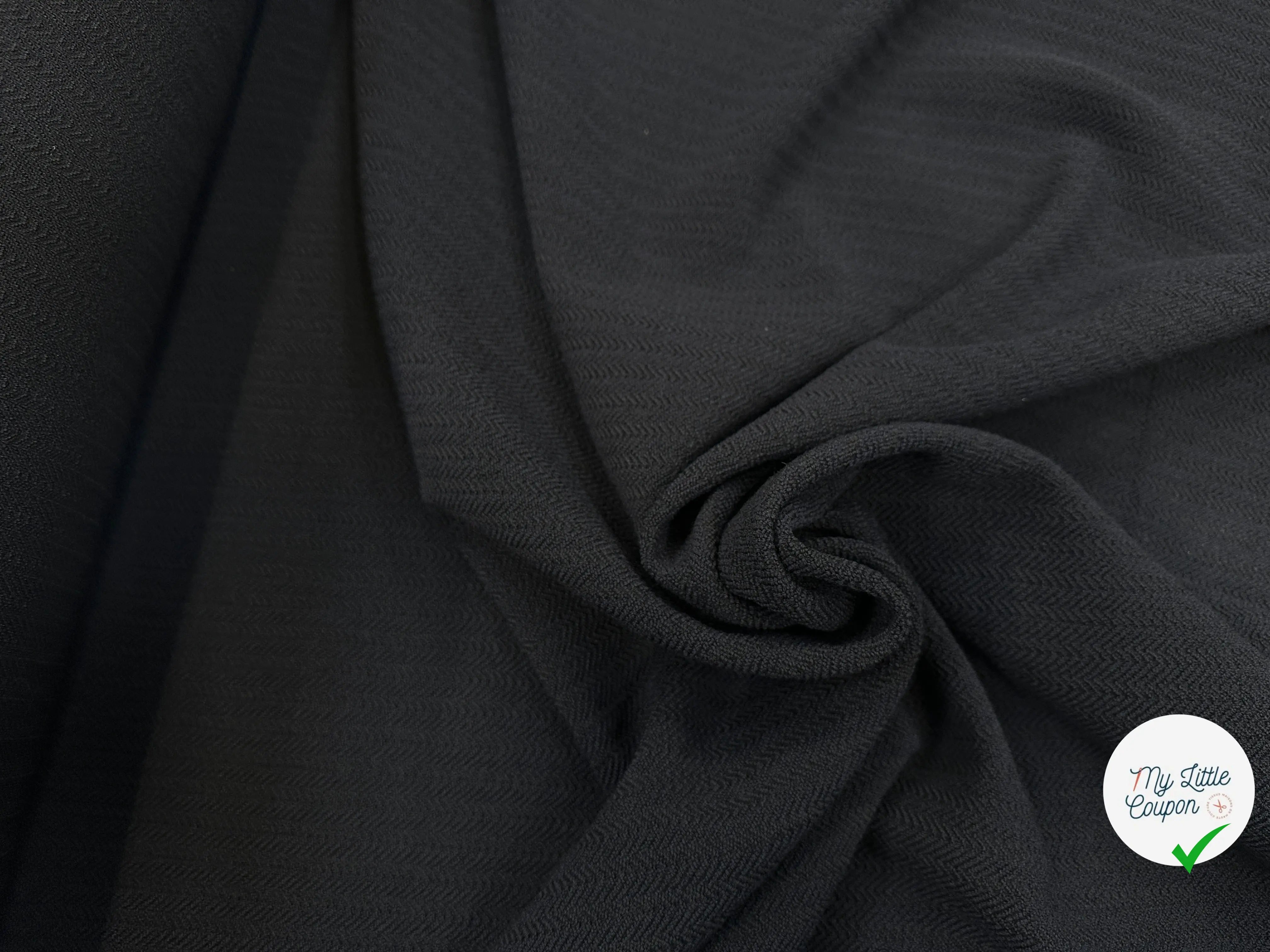 CRÊPE POLYESTER LOURD CHEVRONS NOIR MSO