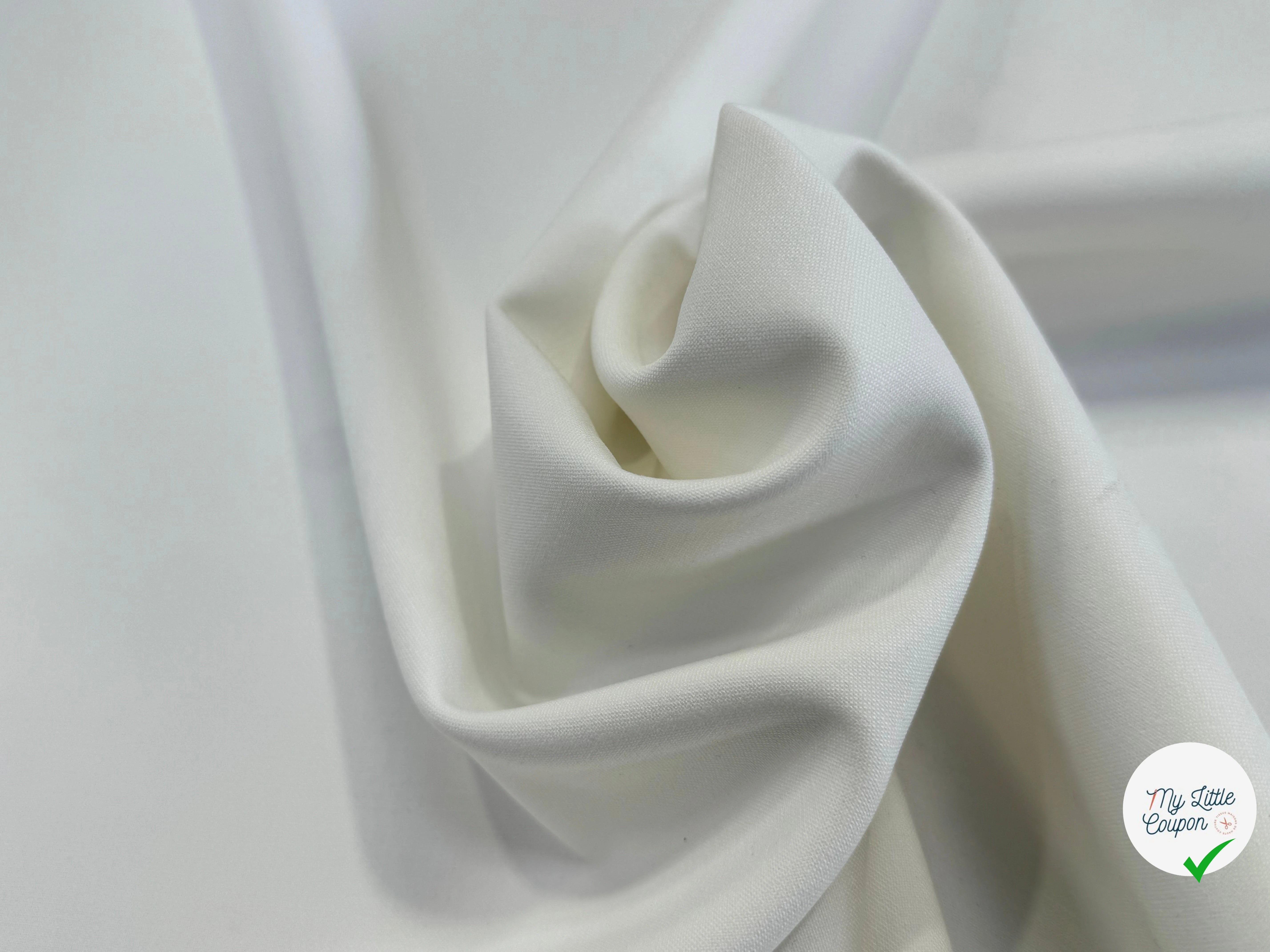 CREPE POLYVISCOSE LOURD STRETCH BEAU TOMBÉ 6% COTON BLANC CASSÉ - My Little Coupon