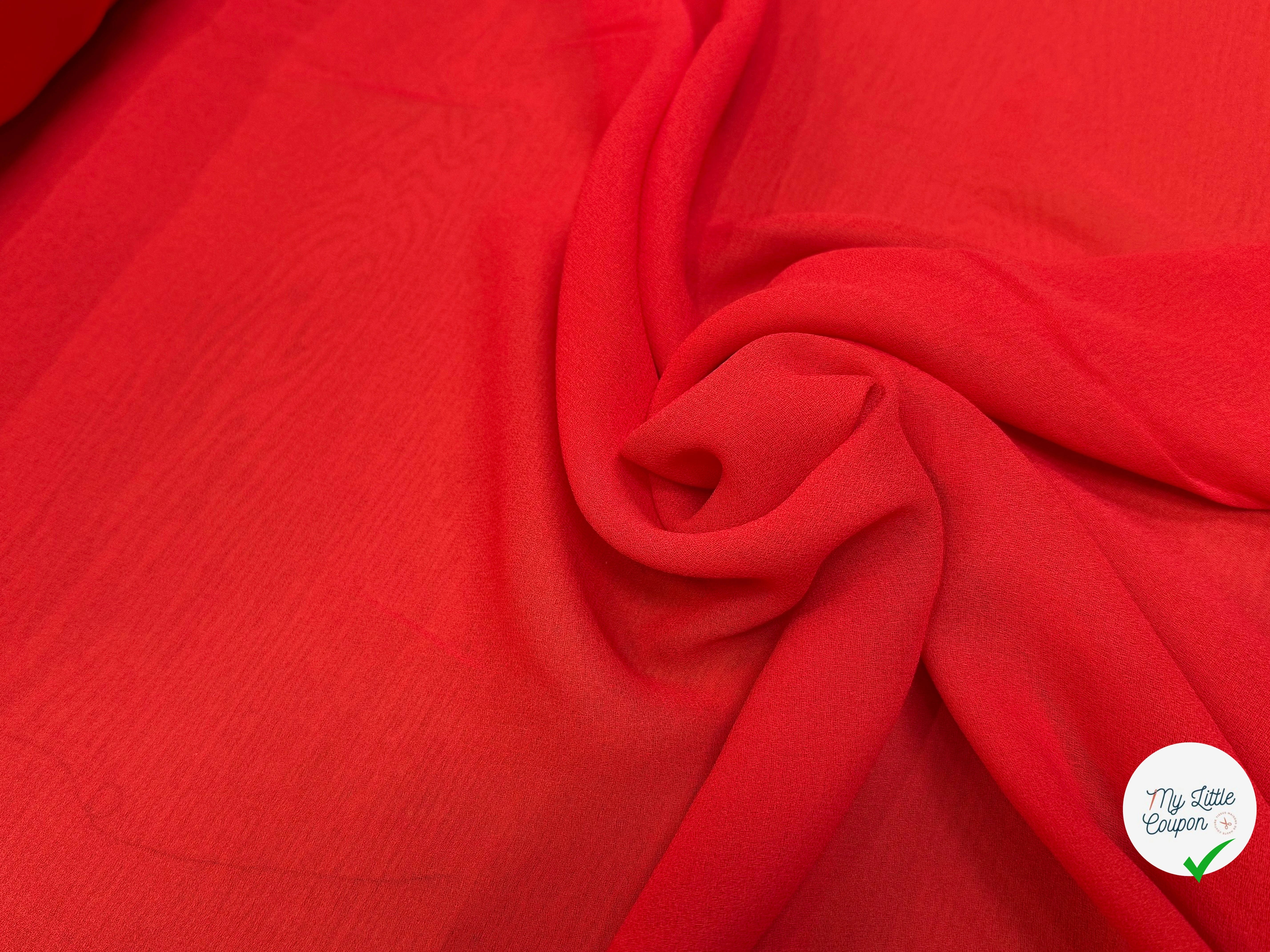 CRÊPE ROUGE VIF ORANGÉ 100% VISCOSE - My Little Coupon