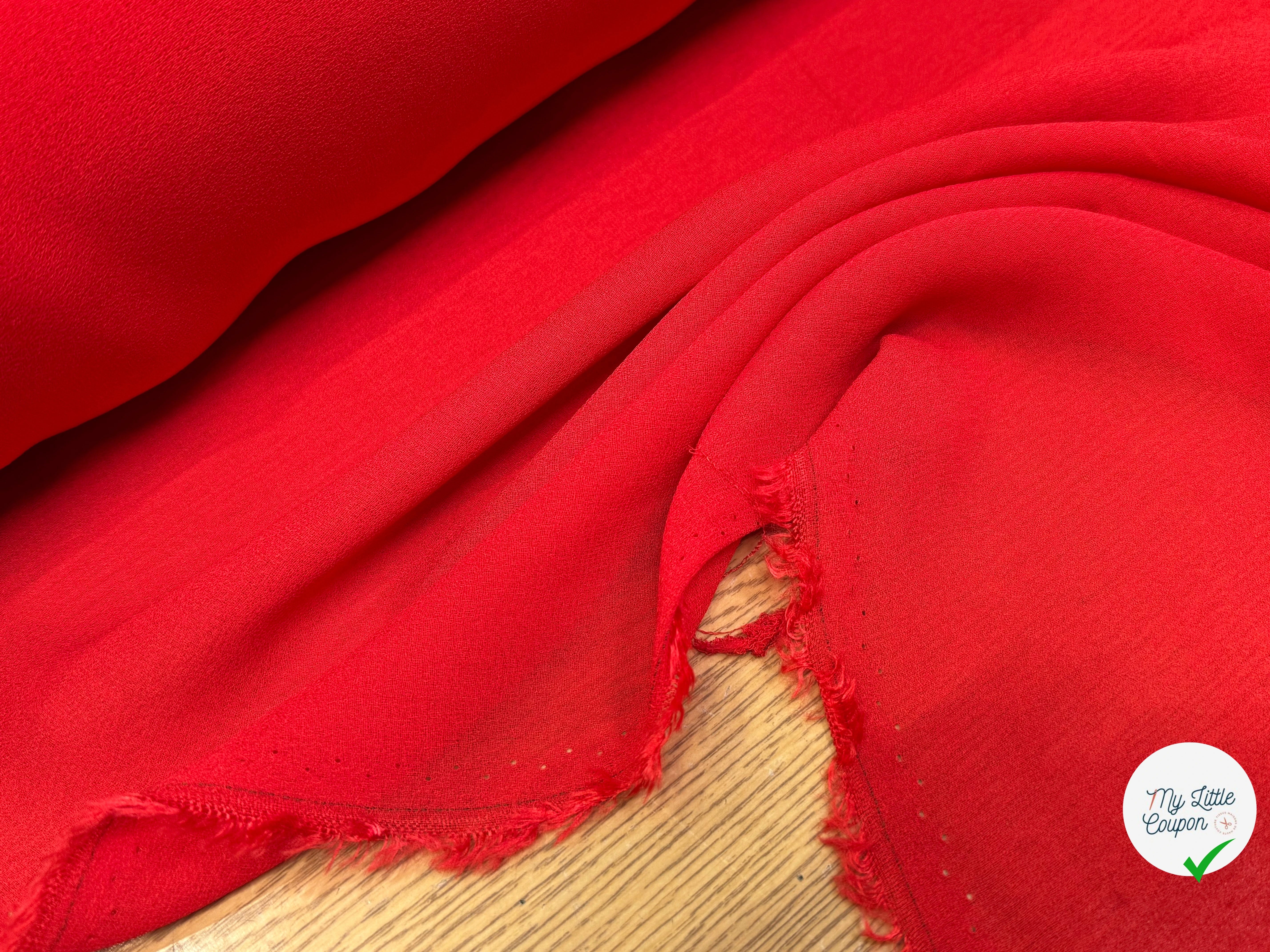 CRÊPE ROUGE VIF ORANGÉ 100% VISCOSE - My Little Coupon