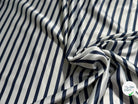 CREPE SATINÉ FLUIDE RAYURES MARRINE ÉCRU STRETCH - My Little Coupon