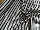 CREPE SATINÉ FLUIDE RAYURES MARRINE ÉCRU STRETCH - My Little Coupon