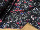 CREPE SATINÉ JOLIES FLEURS MULTICOLORS ROSE KAKI&BLEU - My Little Coupon