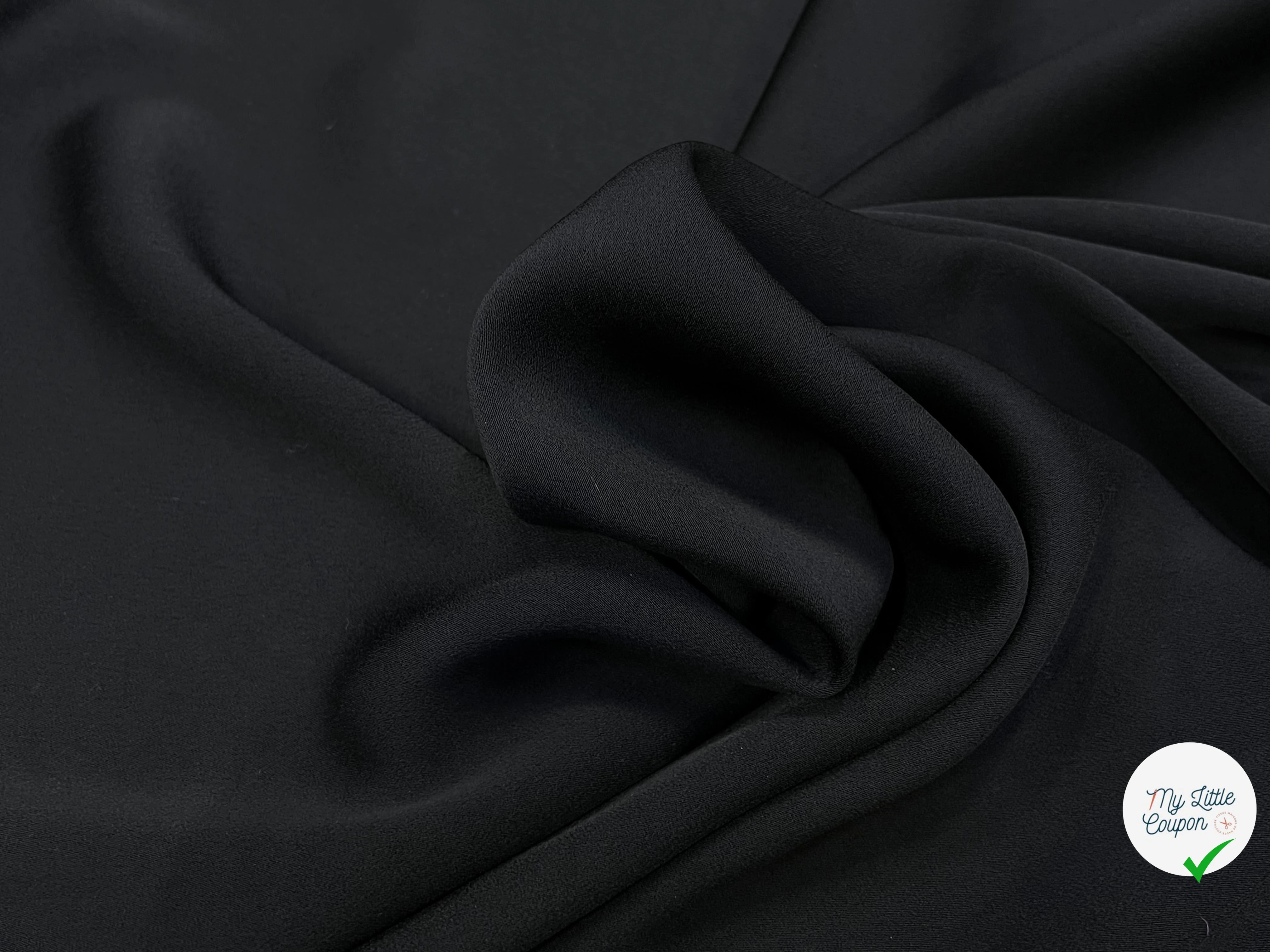 CREPE SATINÉ LOURD FLUIDE NOIR 140CM - My Little Coupon
