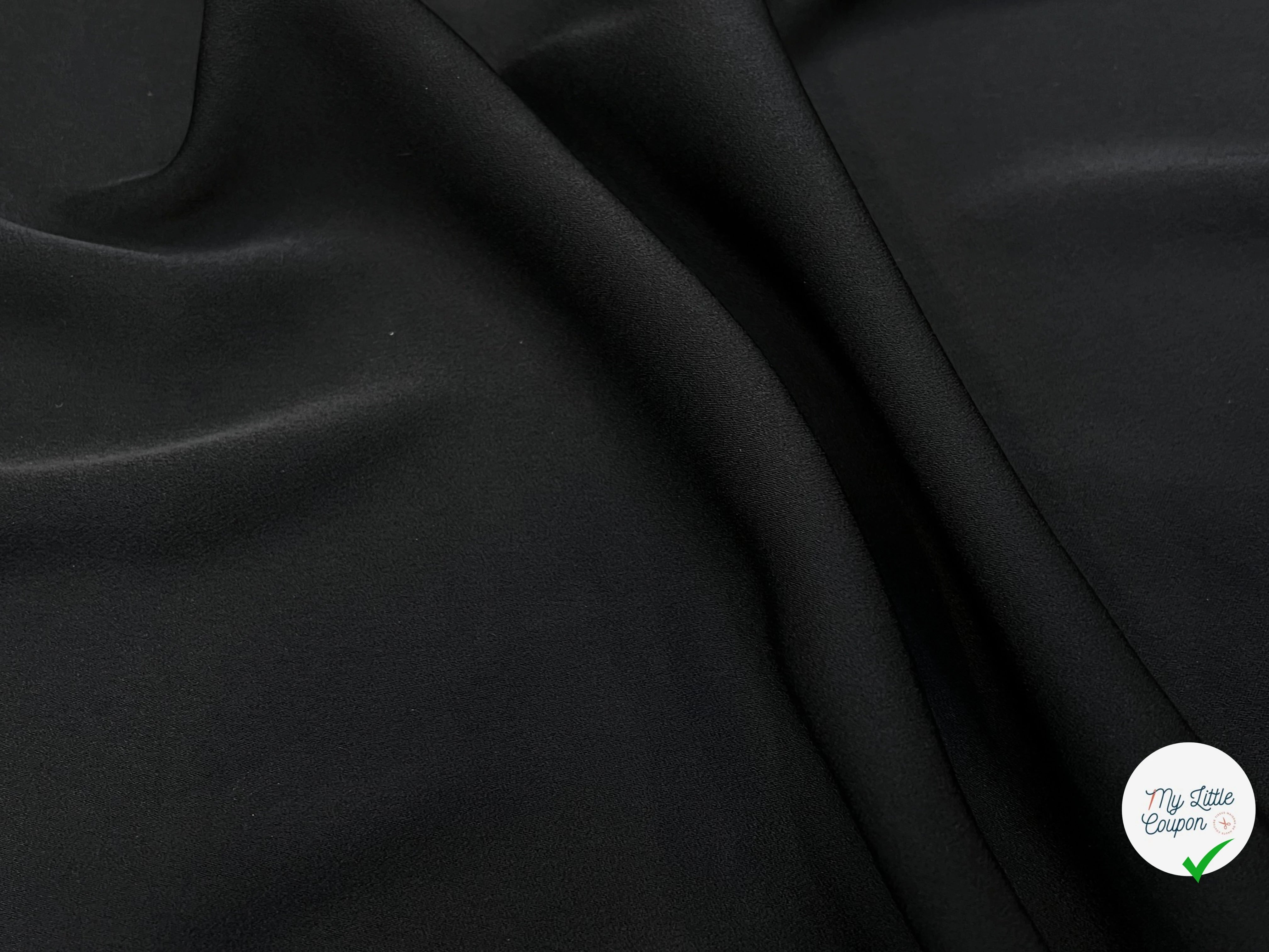 CREPE SATINÉ LOURD FLUIDE NOIR 140CM - My Little Coupon