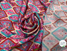 CREPE SATINÉ MOTIFS MULTICOLORES GÉOMETRIQUE - My Little Coupon