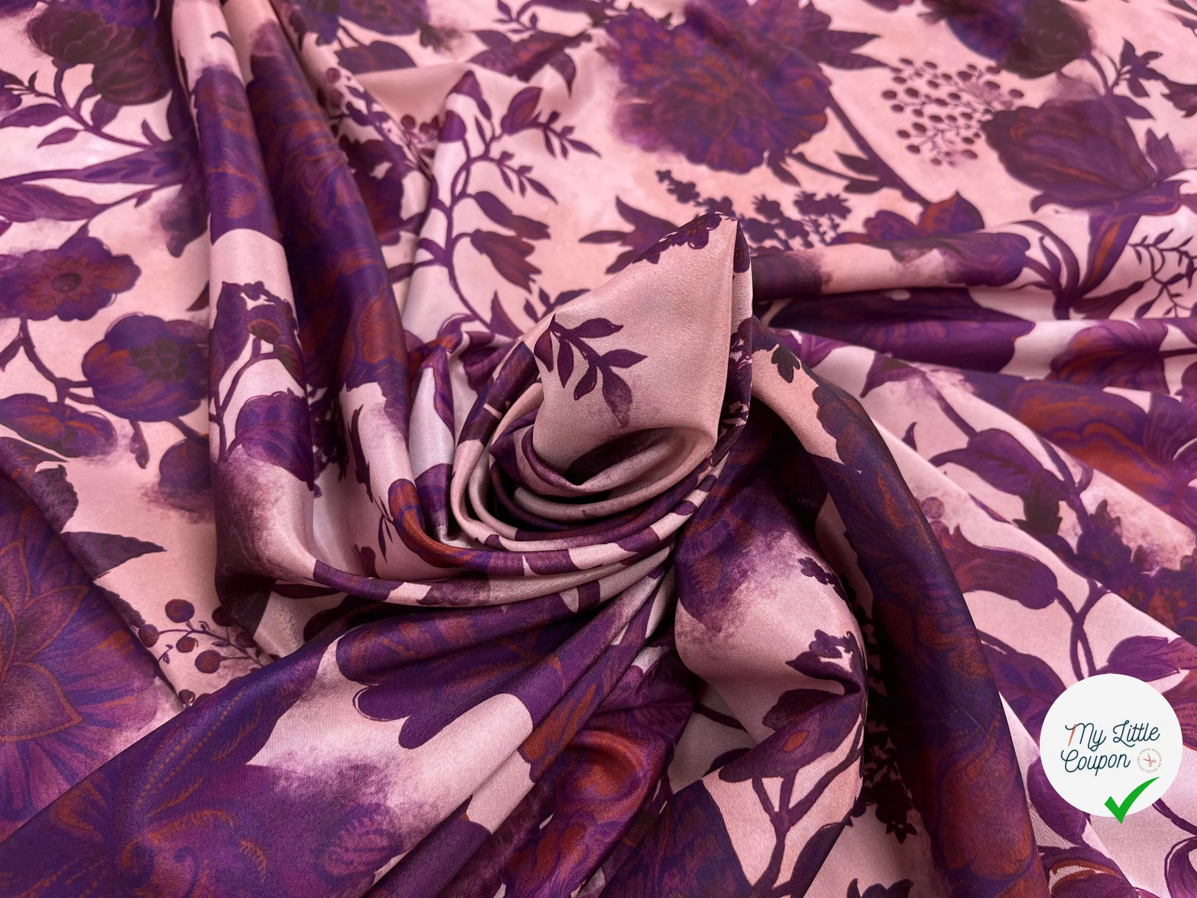 CRÊPE SATINÉ POLYESTER ROSE&VIOLET - My Little Coupon