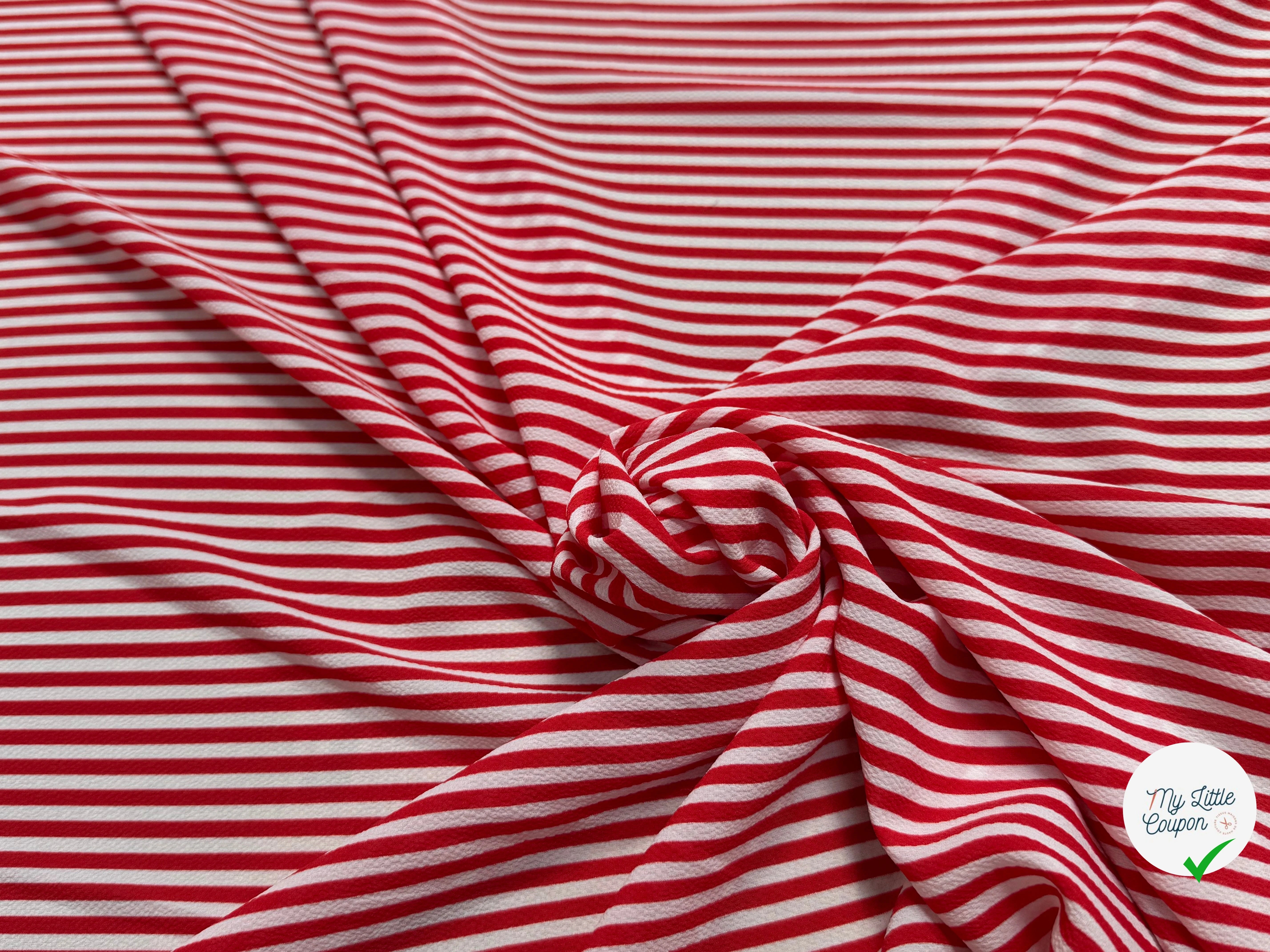 CREPE SEMI-GAUFFRÉ RAYURES ROUGE - My Little Coupon