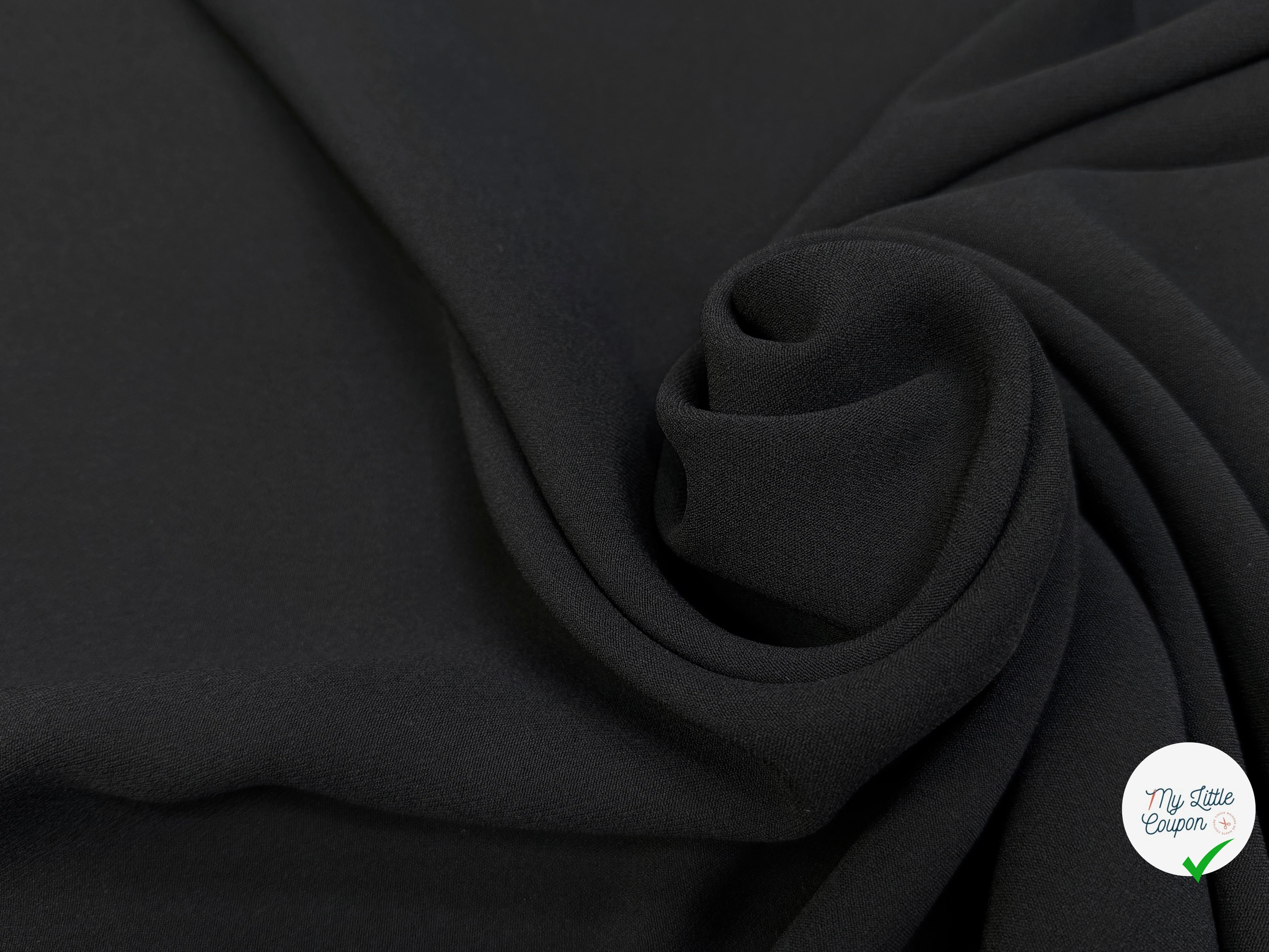 CREPE SEMI-LOURD ACETATE VISCOSE SURTEINTURE NOIR - My Little Coupon