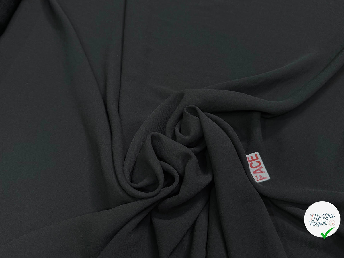Tissu crêpe semi-lourd aspect gaze noir - tombé du tissu