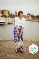 CREPE SHIBORI FOND BLEU SUPERBE TENUE - My Little Coupon