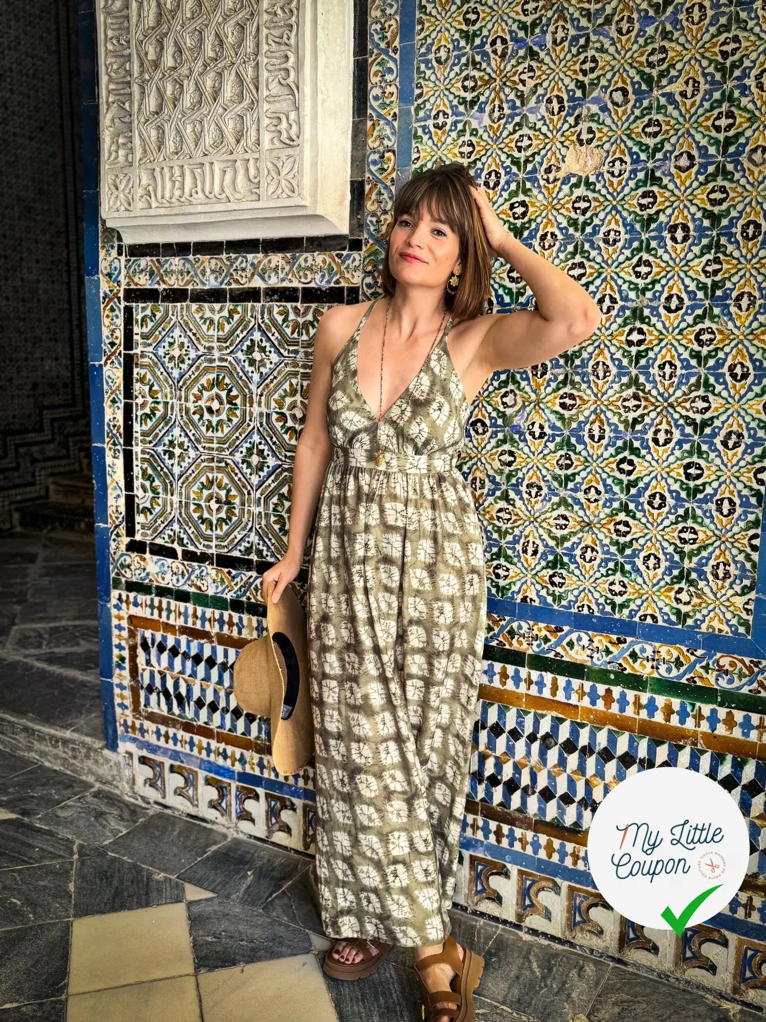 CREPE SHIBORI FOND VERT SUPERBE TENUE - My Little Coupon