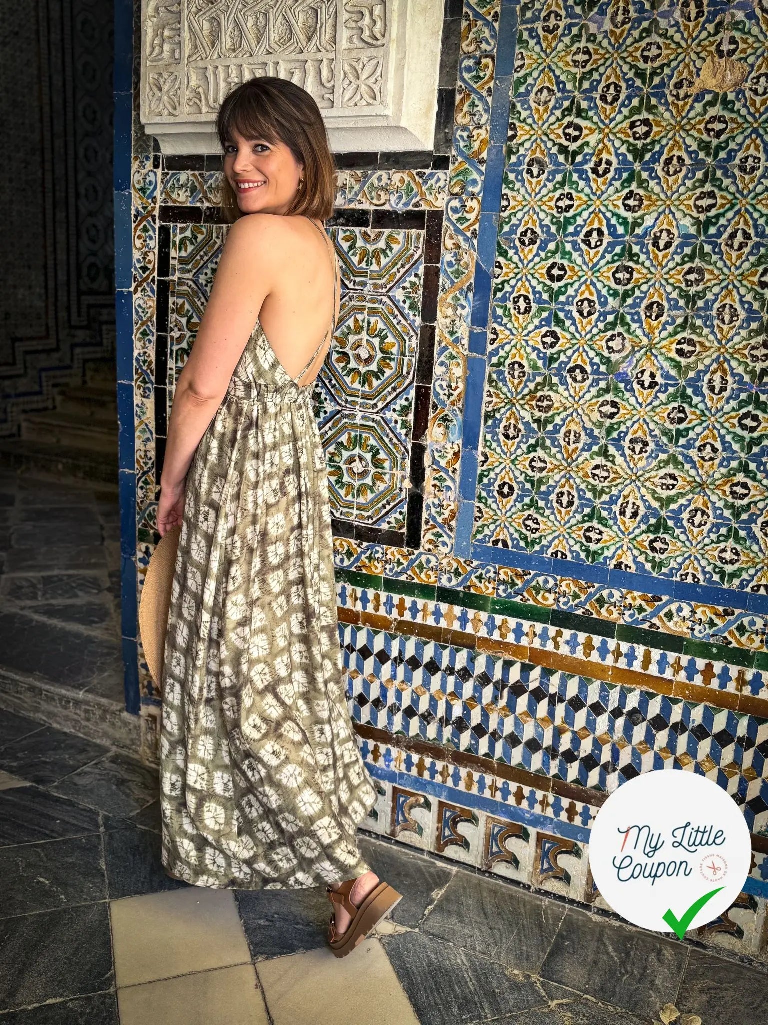 CREPE SHIBORI FOND VERT SUPERBE TENUE - My Little Coupon
