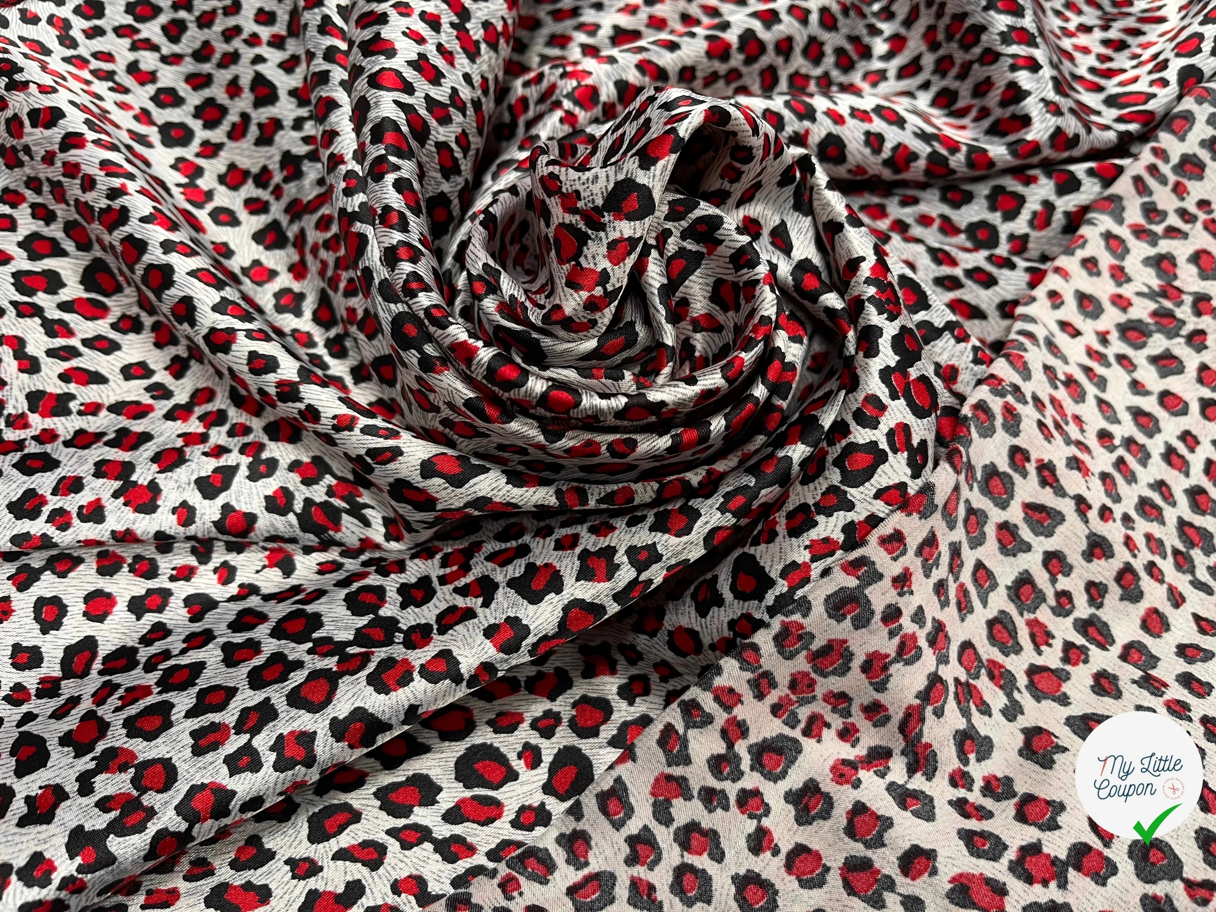 CREPE STINÉ POLYESTER IMPRIMÉ MOTIF ANIMAL LÉOPARD - My Little Coupon