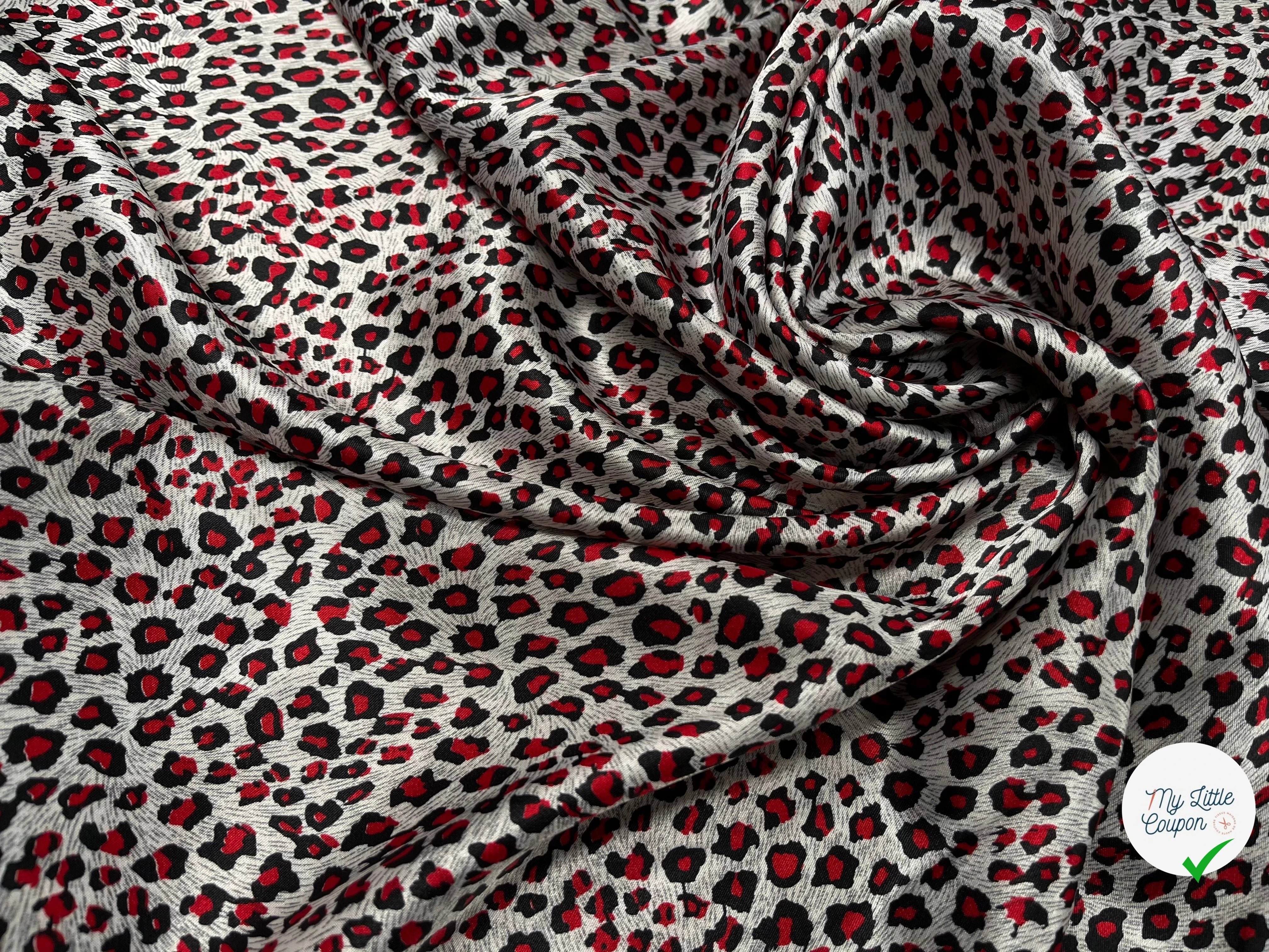 CREPE STINÉ POLYESTER IMPRIMÉ MOTIF ANIMAL LÉOPARD - My Little Coupon